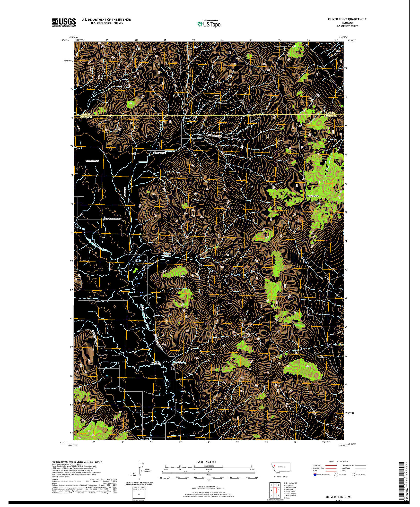 USGS US TOPO 7.5-MINUTE MAP FOR OLIVER POINT, MT 2020