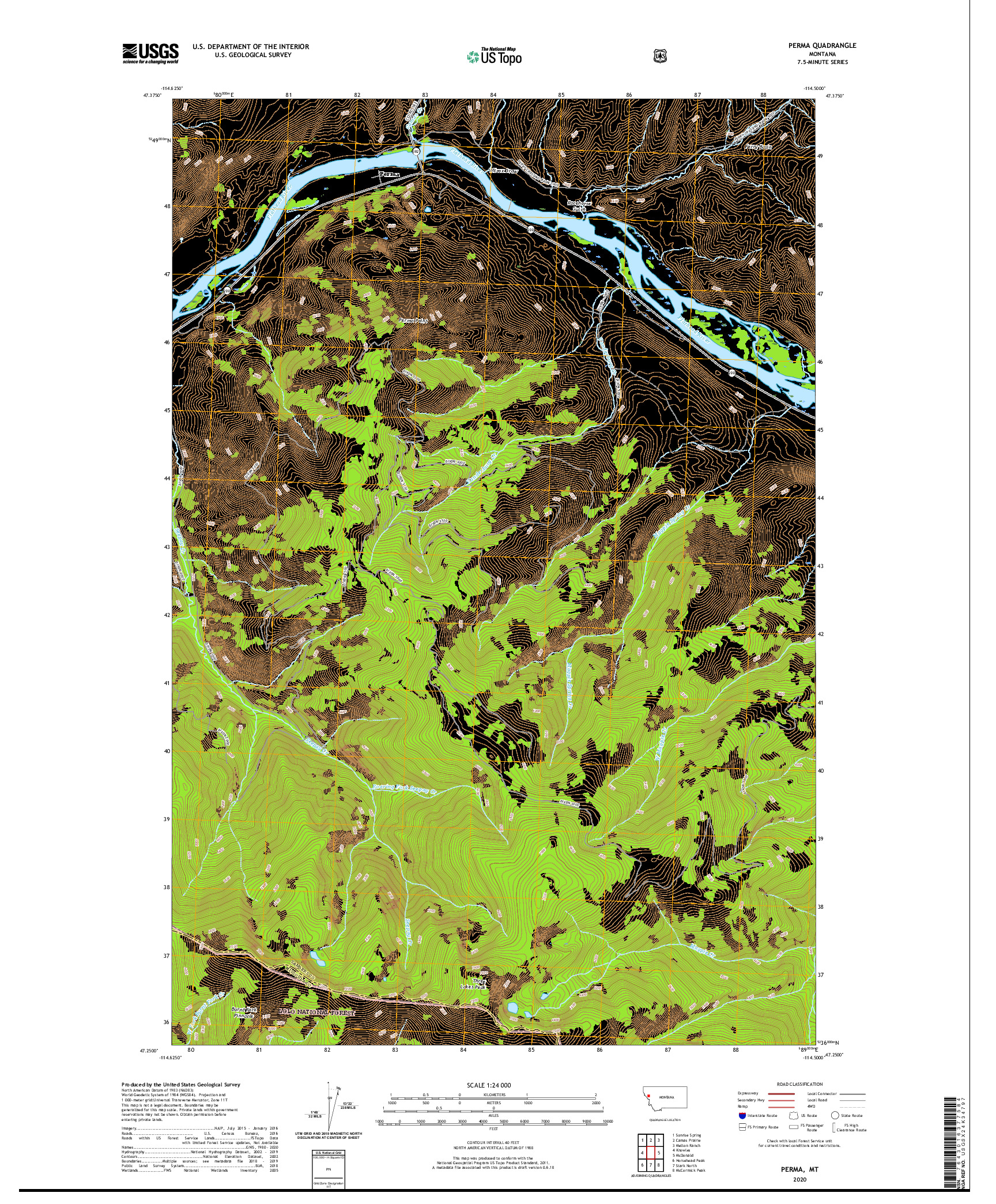 USGS US TOPO 7.5-MINUTE MAP FOR PERMA, MT 2020