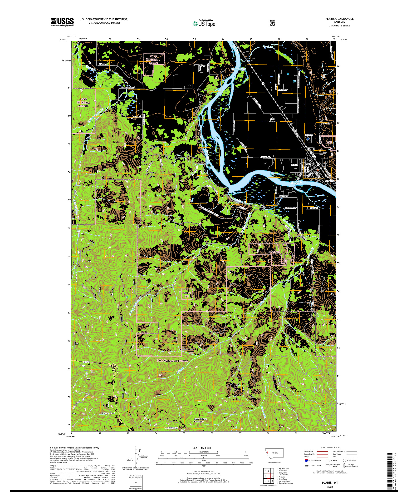 USGS US TOPO 7.5-MINUTE MAP FOR PLAINS, MT 2020