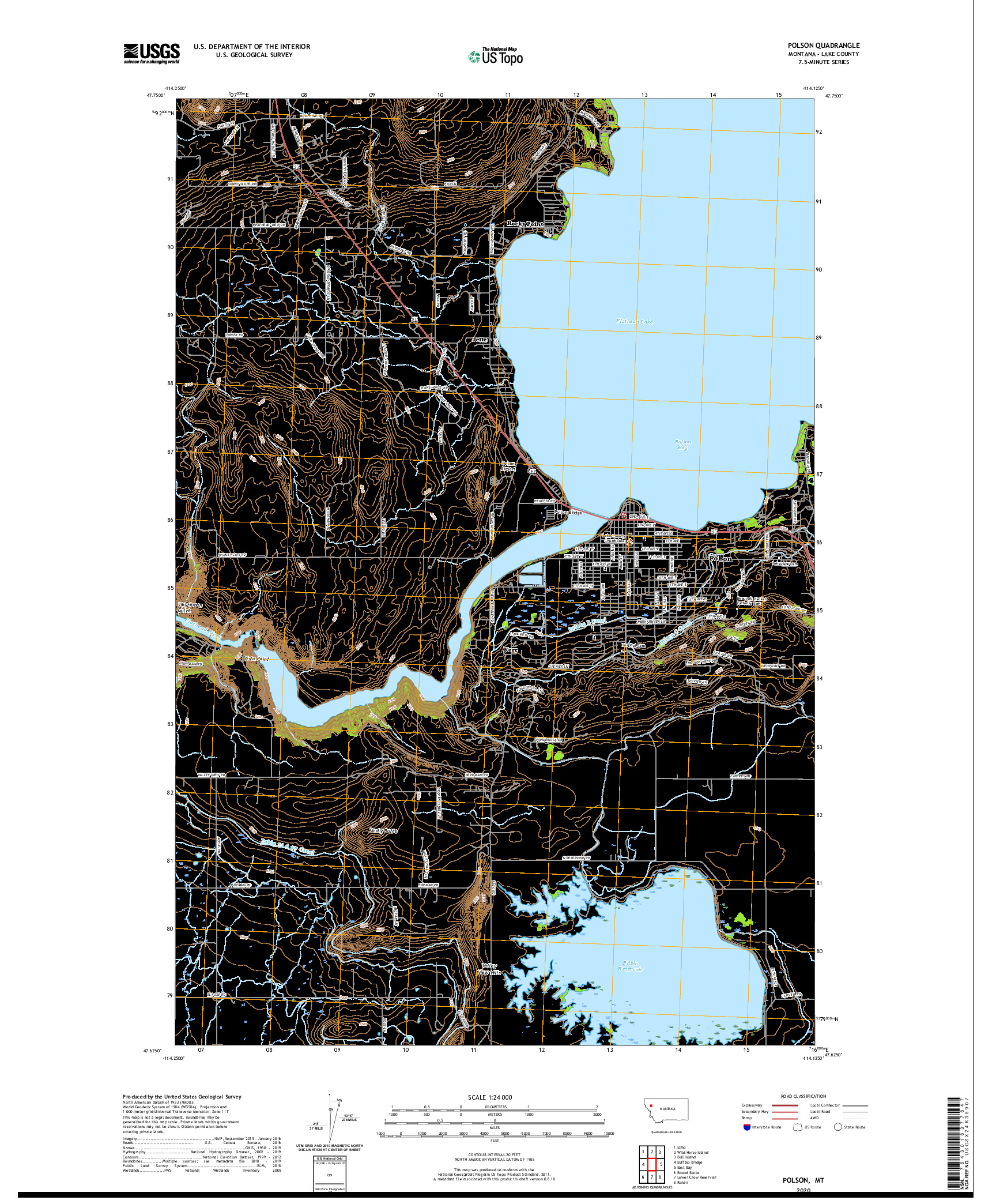 USGS US TOPO 7.5-MINUTE MAP FOR POLSON, MT 2020