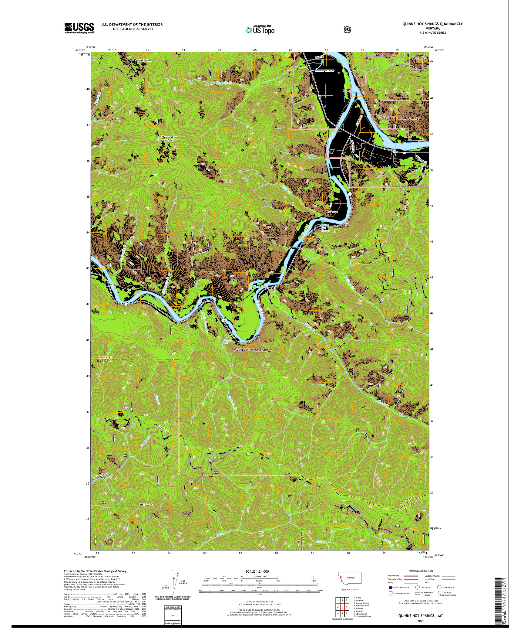 USGS US TOPO 7.5-MINUTE MAP FOR QUINNS HOT SPRINGS, MT 2020