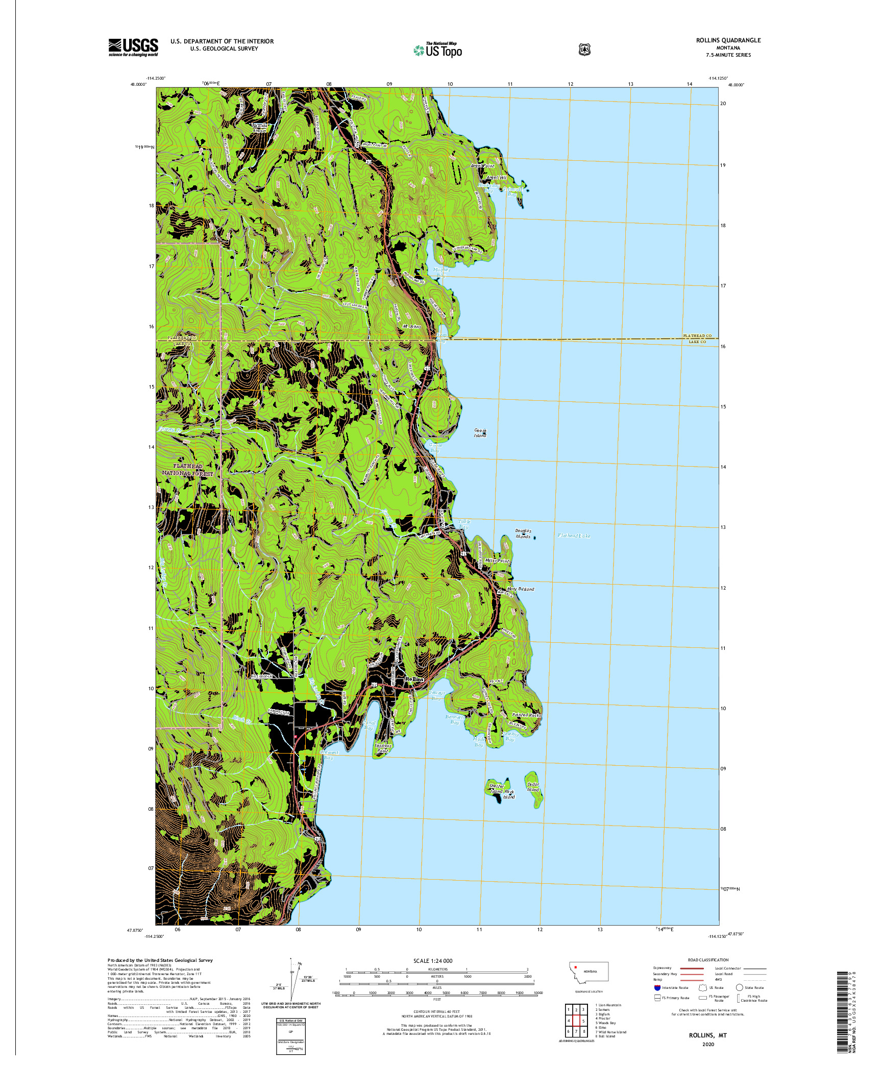 USGS US TOPO 7.5-MINUTE MAP FOR ROLLINS, MT 2020