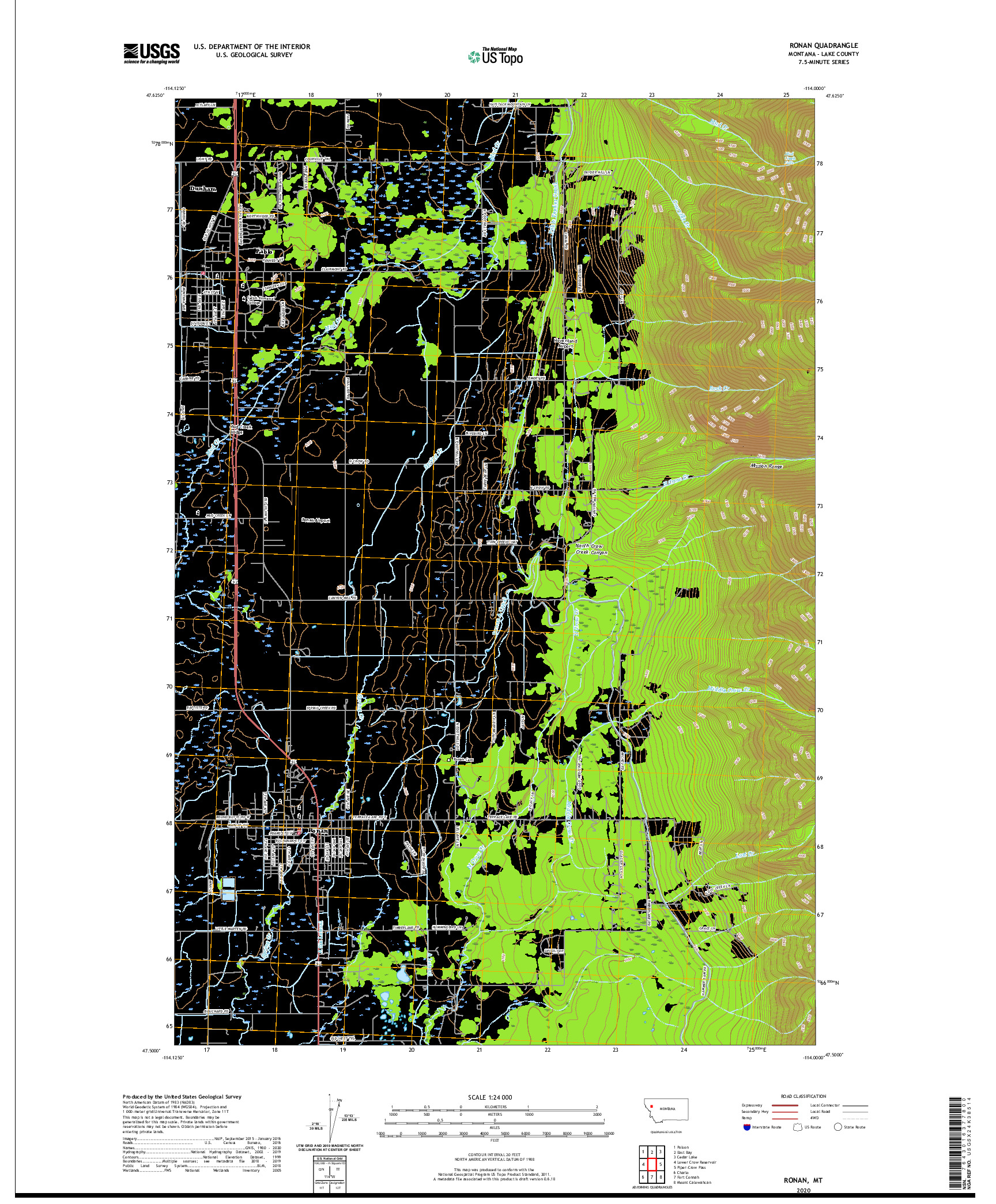 USGS US TOPO 7.5-MINUTE MAP FOR RONAN, MT 2020