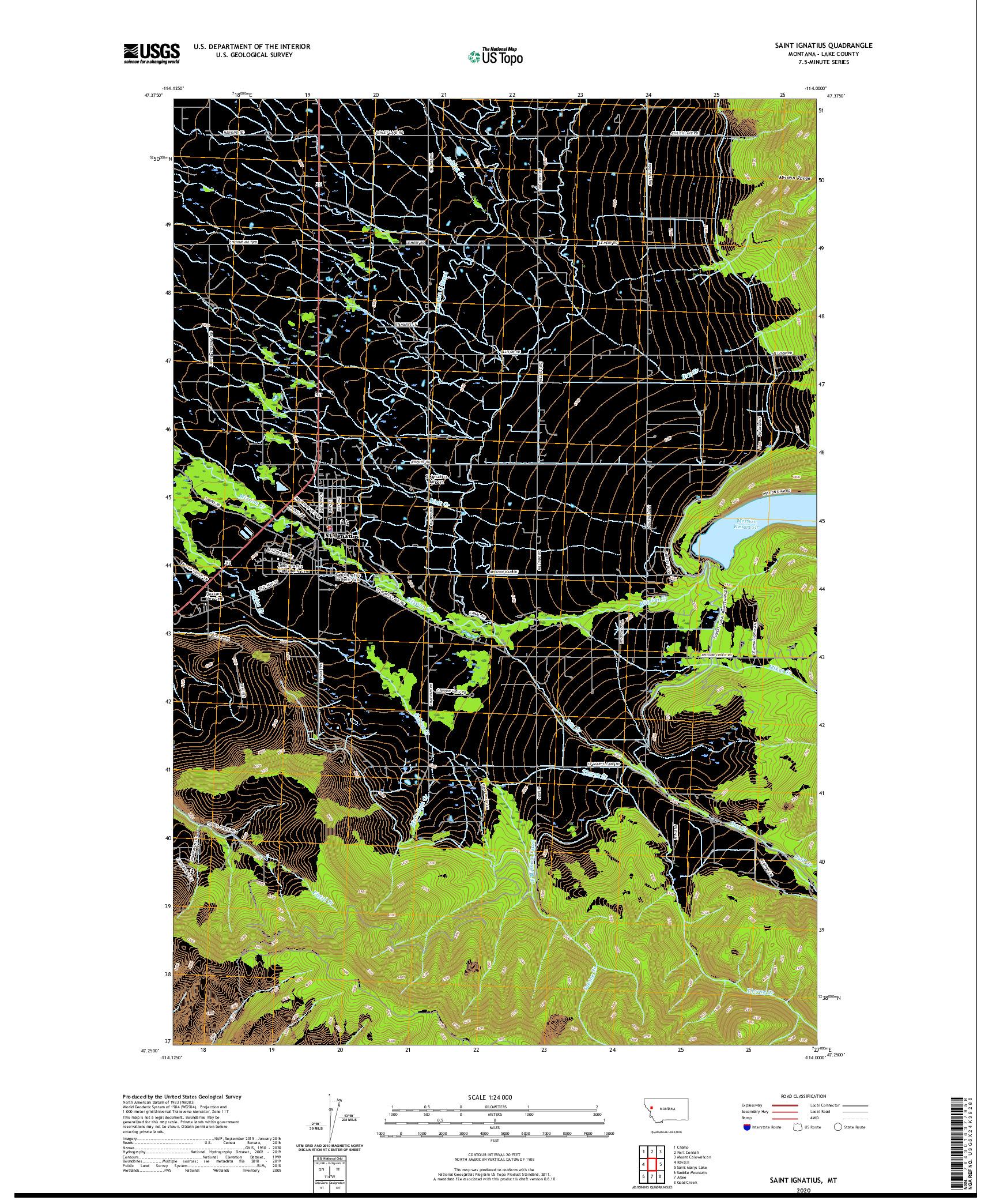 USGS US TOPO 7.5-MINUTE MAP FOR SAINT IGNATIUS, MT 2020