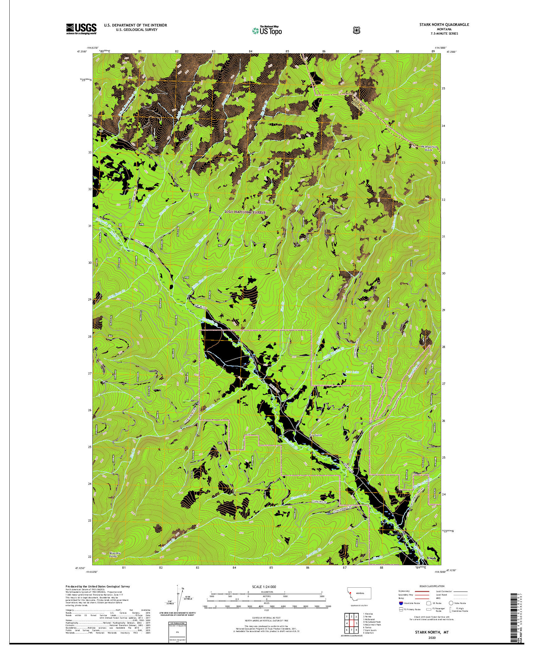USGS US TOPO 7.5-MINUTE MAP FOR STARK NORTH, MT 2020