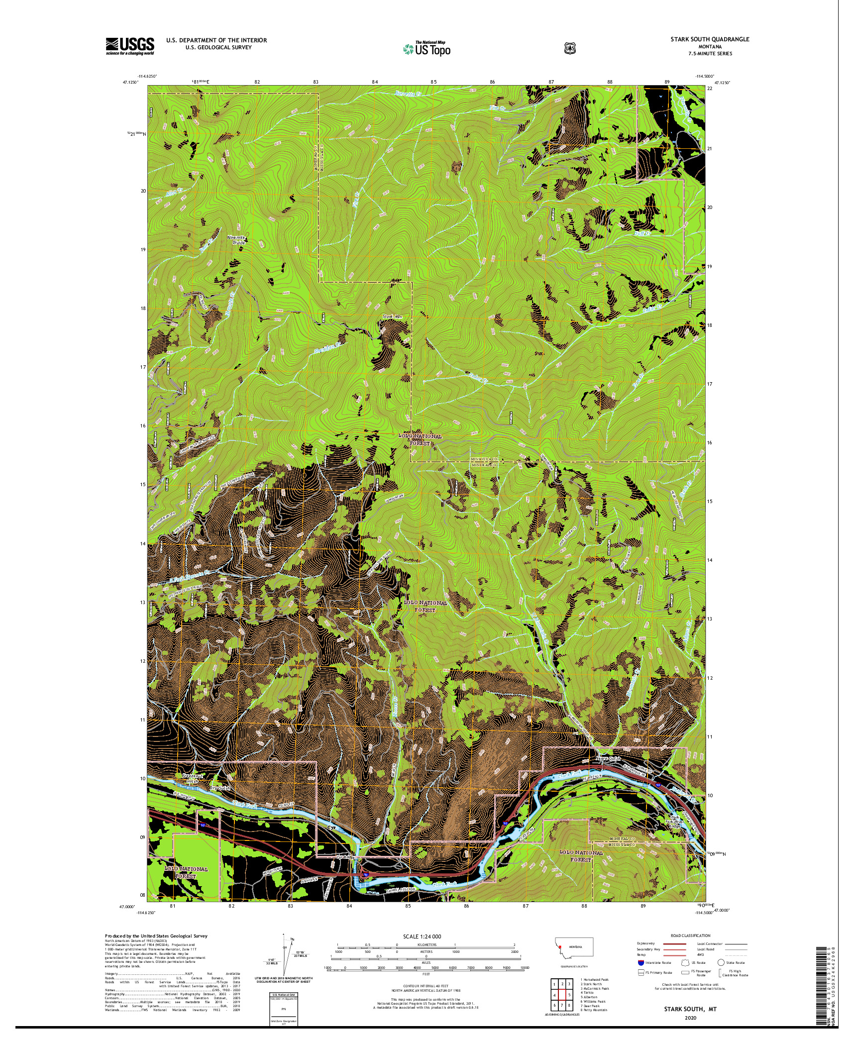 USGS US TOPO 7.5-MINUTE MAP FOR STARK SOUTH, MT 2020