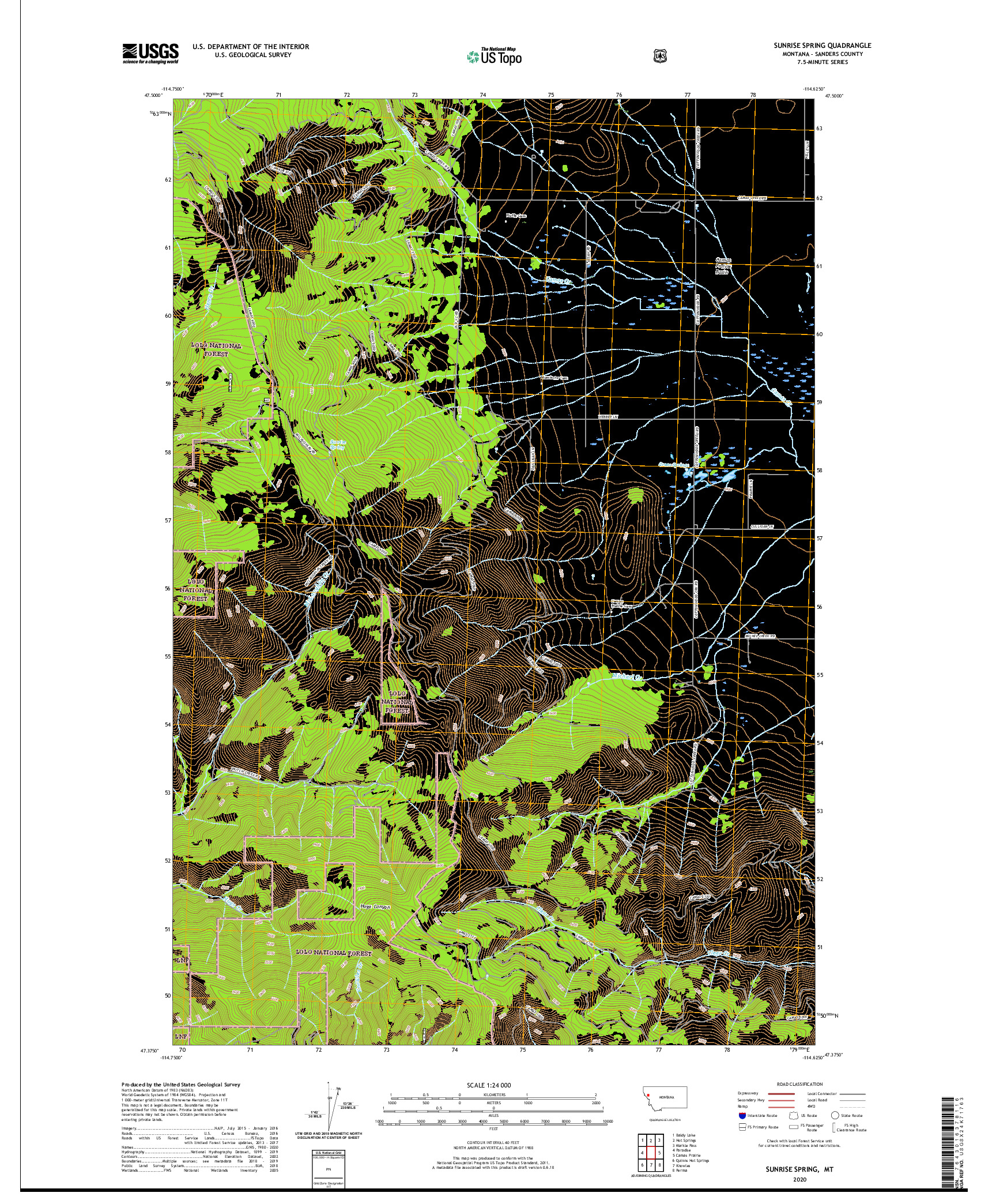 USGS US TOPO 7.5-MINUTE MAP FOR SUNRISE SPRING, MT 2020