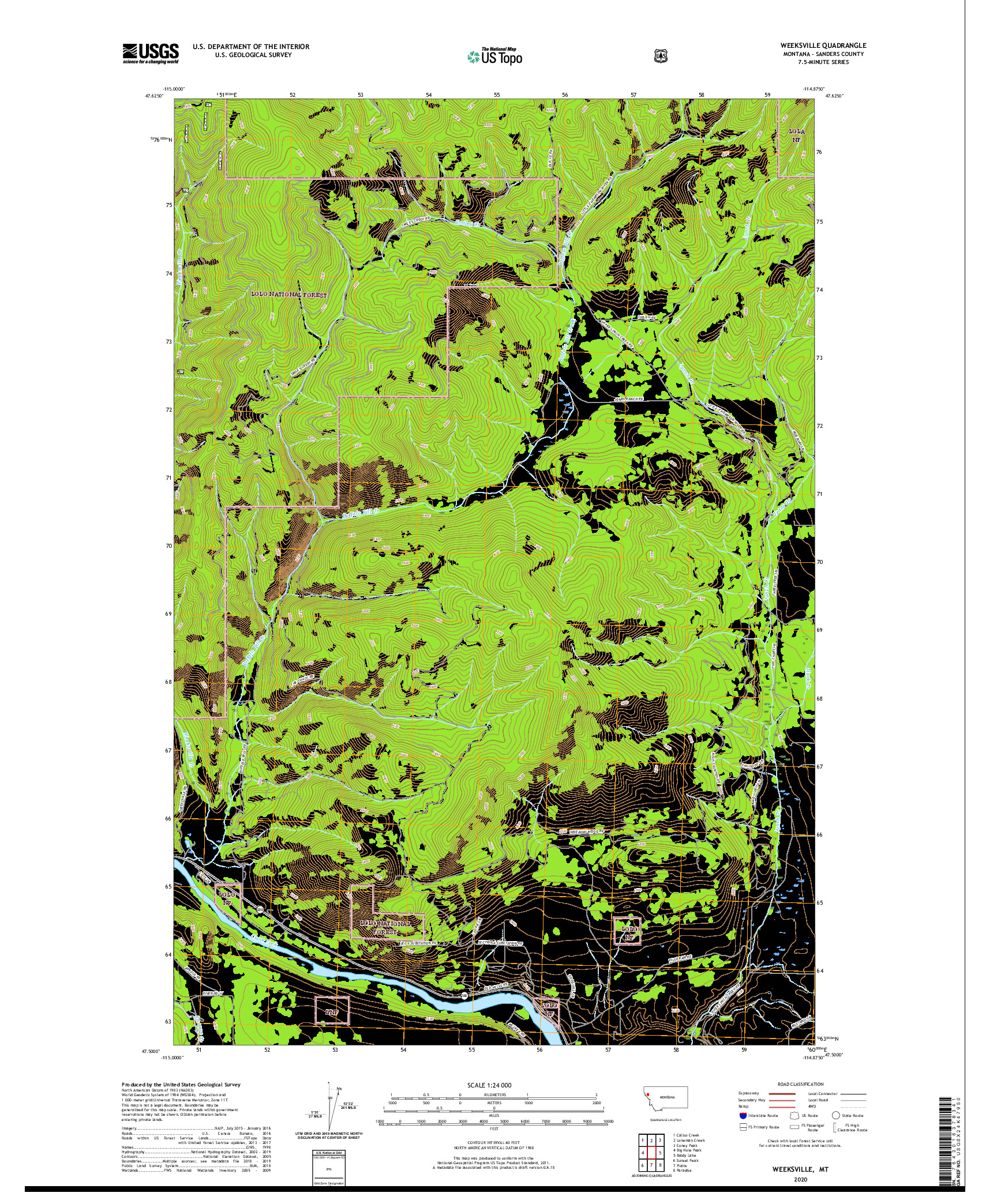 USGS US TOPO 7.5-MINUTE MAP FOR WEEKSVILLE, MT 2020