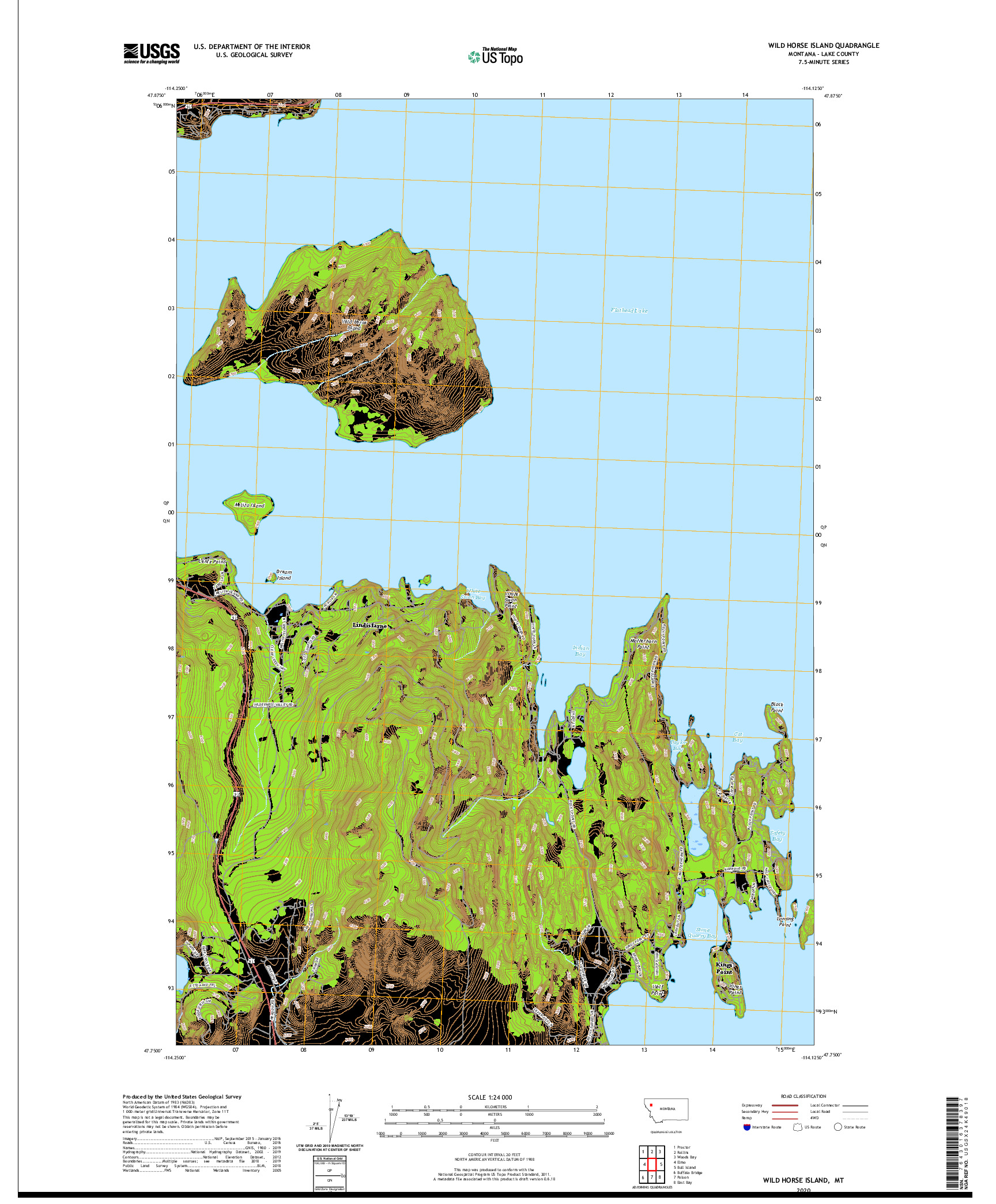 USGS US TOPO 7.5-MINUTE MAP FOR WILD HORSE ISLAND, MT 2020