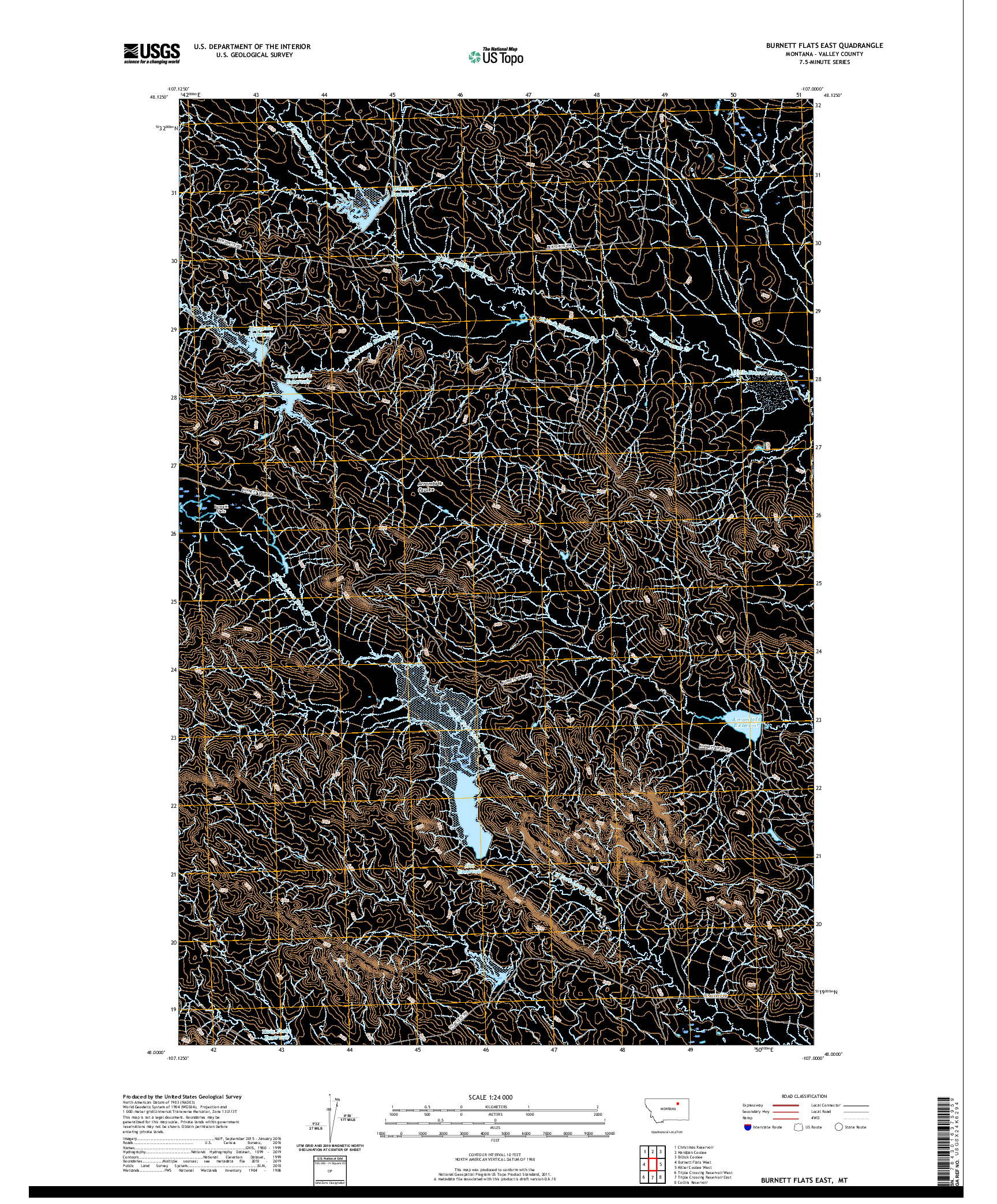 USGS US TOPO 7.5-MINUTE MAP FOR BURNETT FLATS EAST, MT 2020