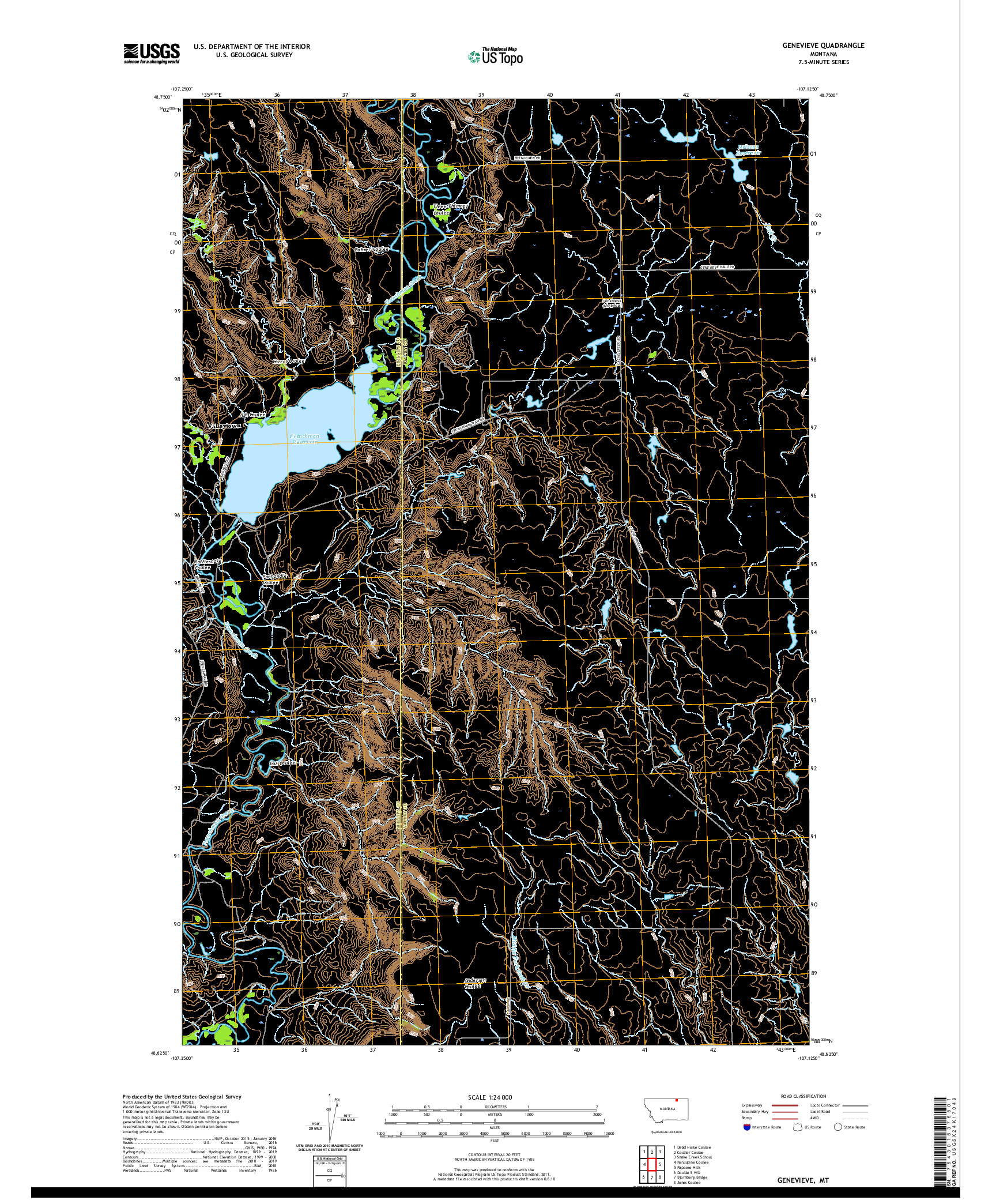 USGS US TOPO 7.5-MINUTE MAP FOR GENEVIEVE, MT 2020
