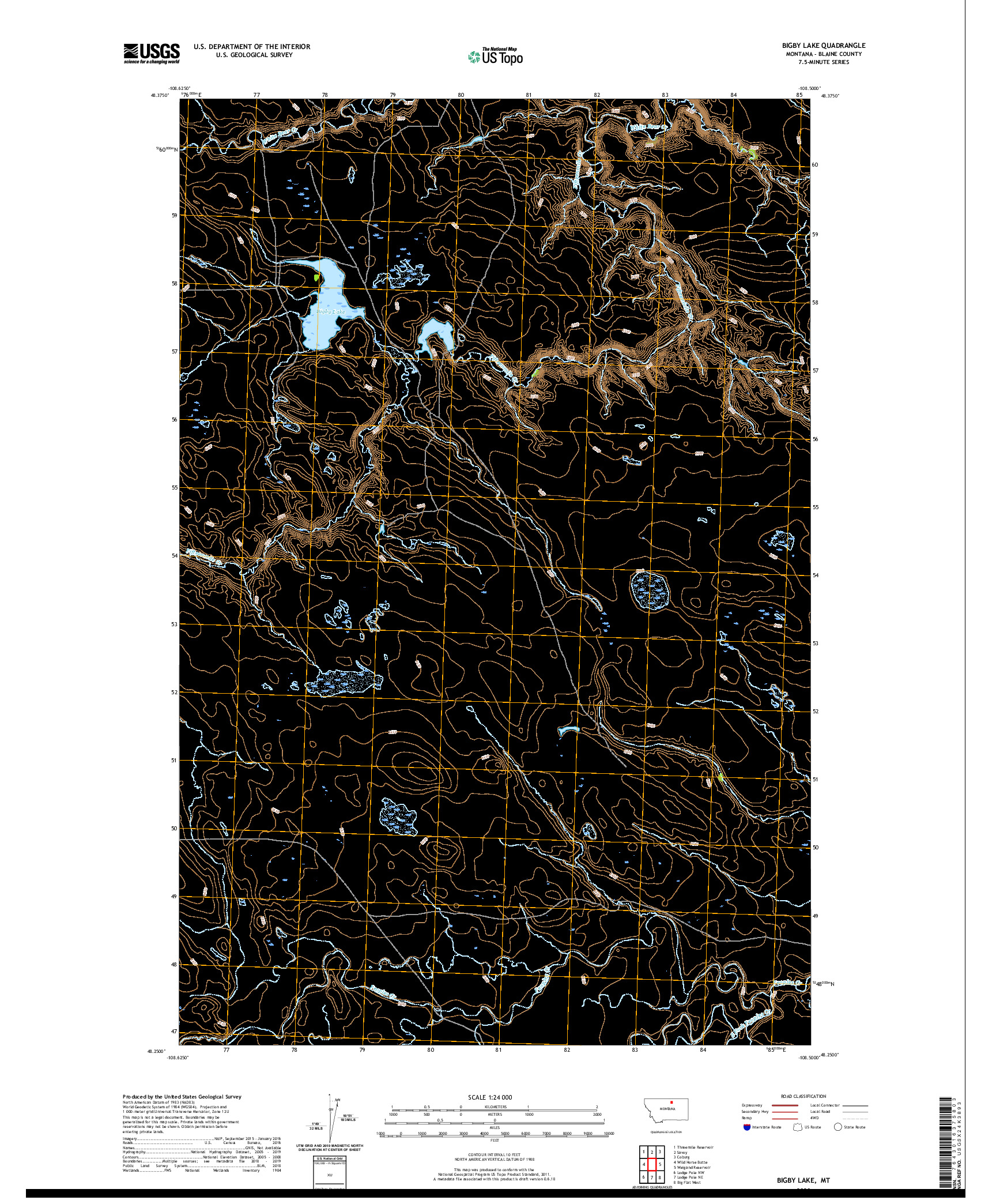 USGS US TOPO 7.5-MINUTE MAP FOR BIGBY LAKE, MT 2020