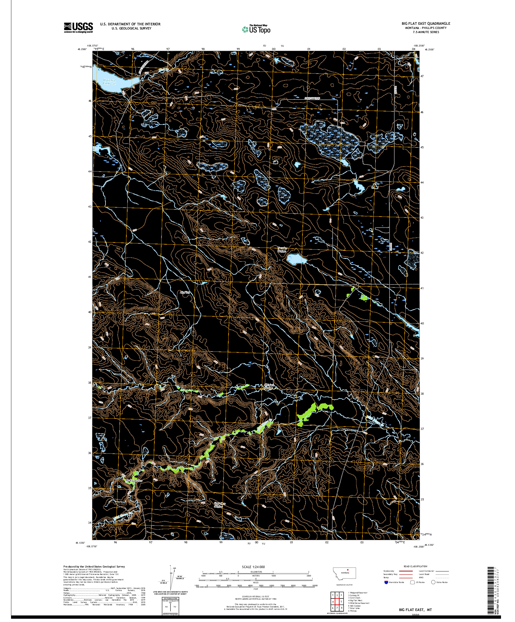 USGS US TOPO 7.5-MINUTE MAP FOR BIG FLAT EAST, MT 2020