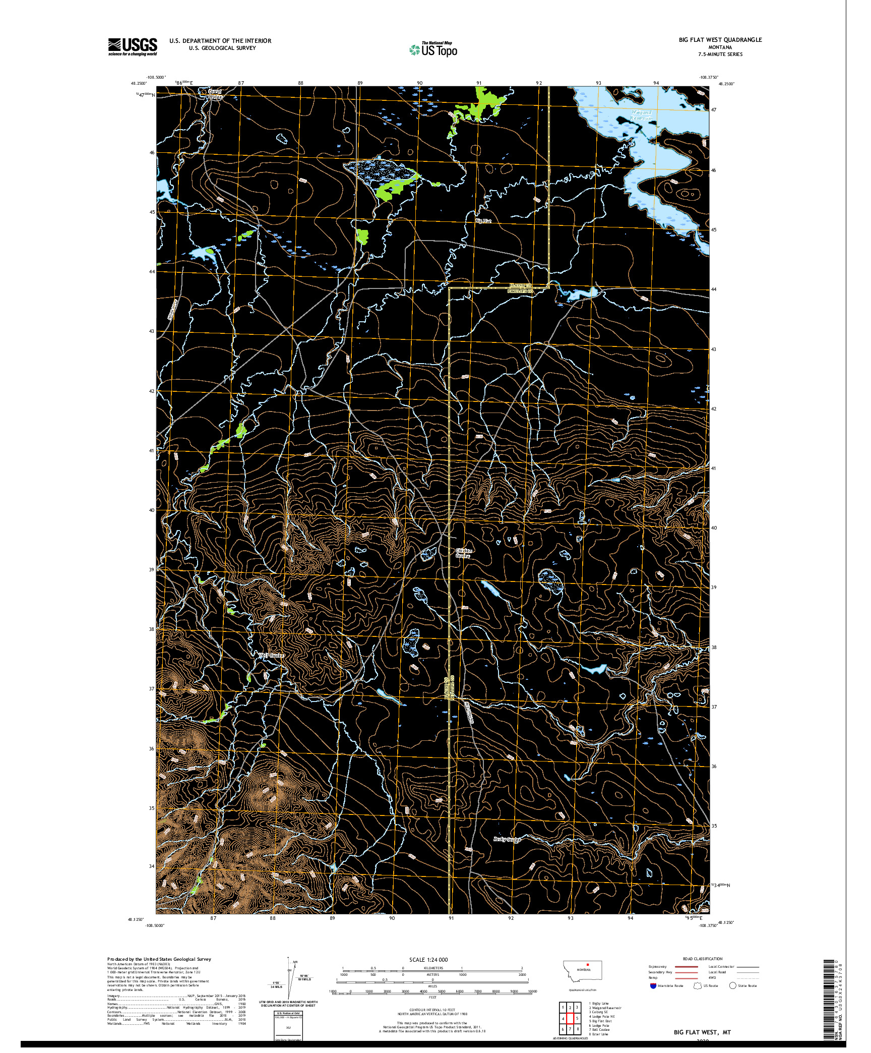 USGS US TOPO 7.5-MINUTE MAP FOR BIG FLAT WEST, MT 2020