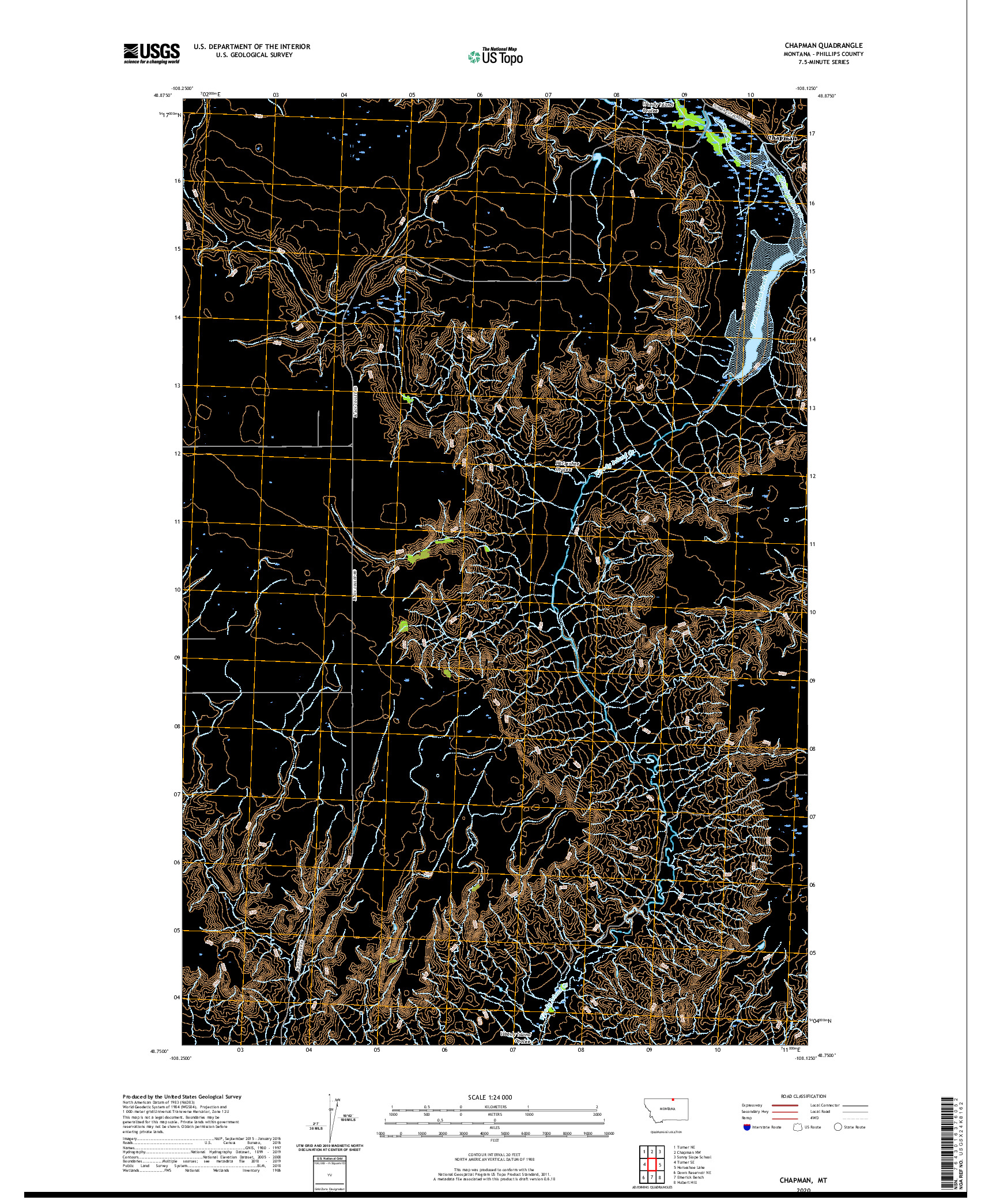 USGS US TOPO 7.5-MINUTE MAP FOR CHAPMAN, MT 2020