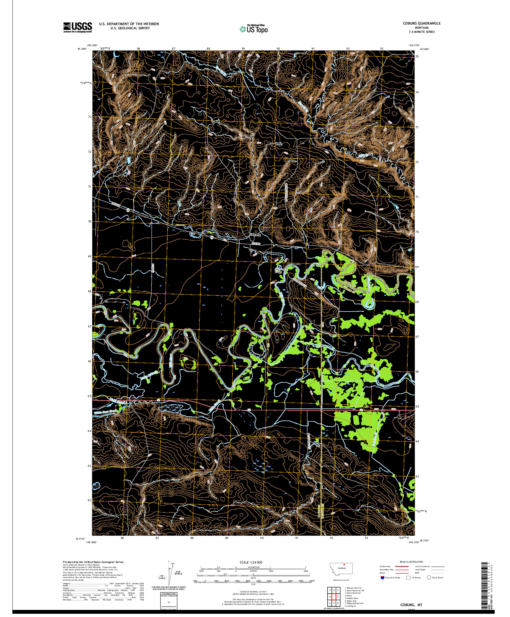 USGS US TOPO 7.5-MINUTE MAP FOR COBURG, MT 2020