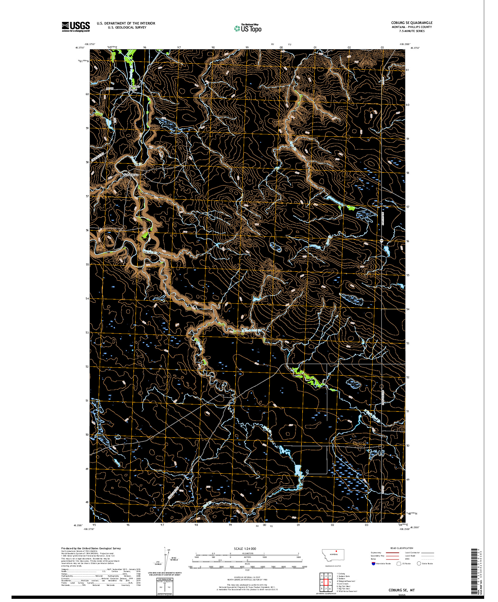USGS US TOPO 7.5-MINUTE MAP FOR COBURG SE, MT 2020