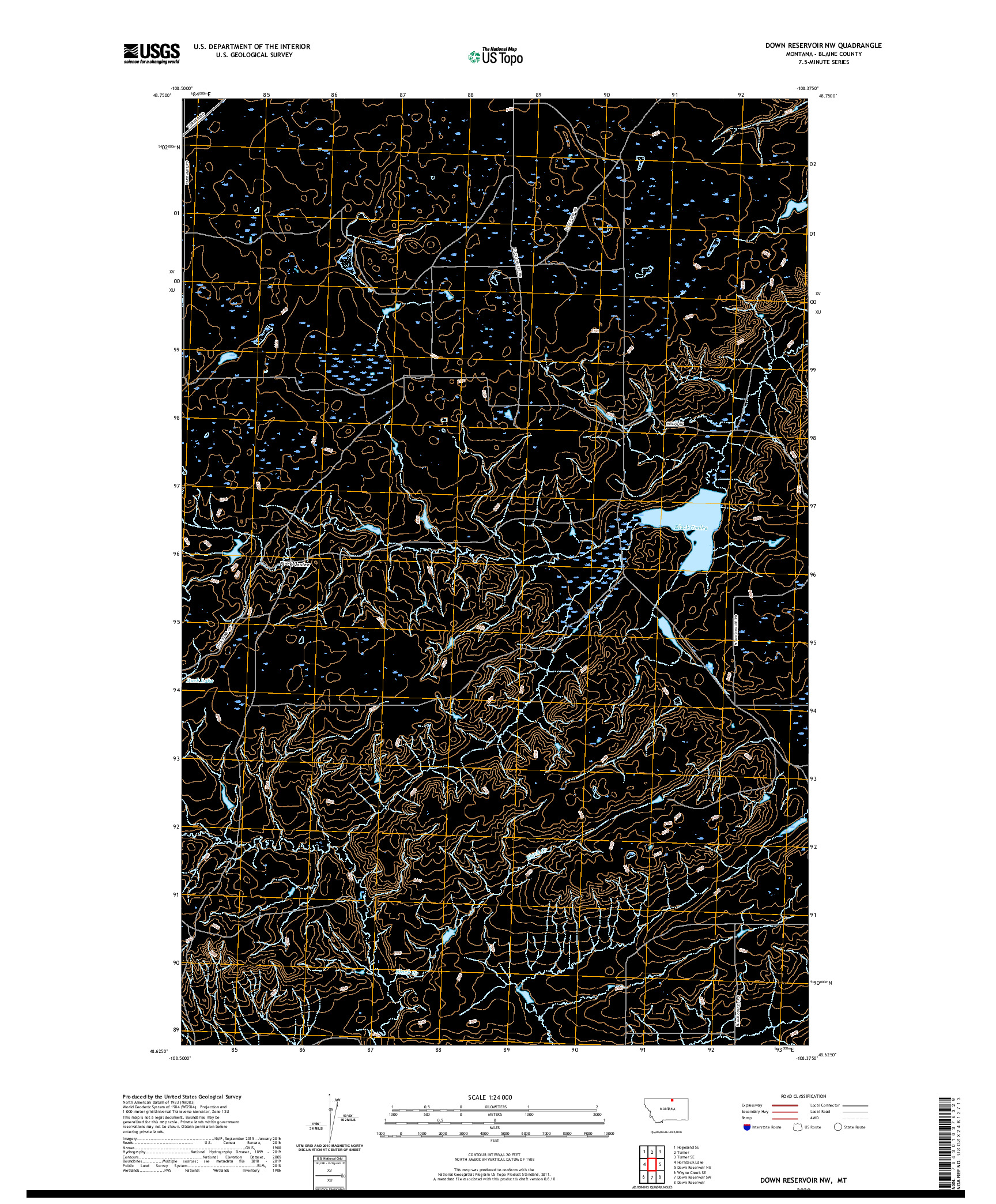 USGS US TOPO 7.5-MINUTE MAP FOR DOWN RESERVOIR NW, MT 2020