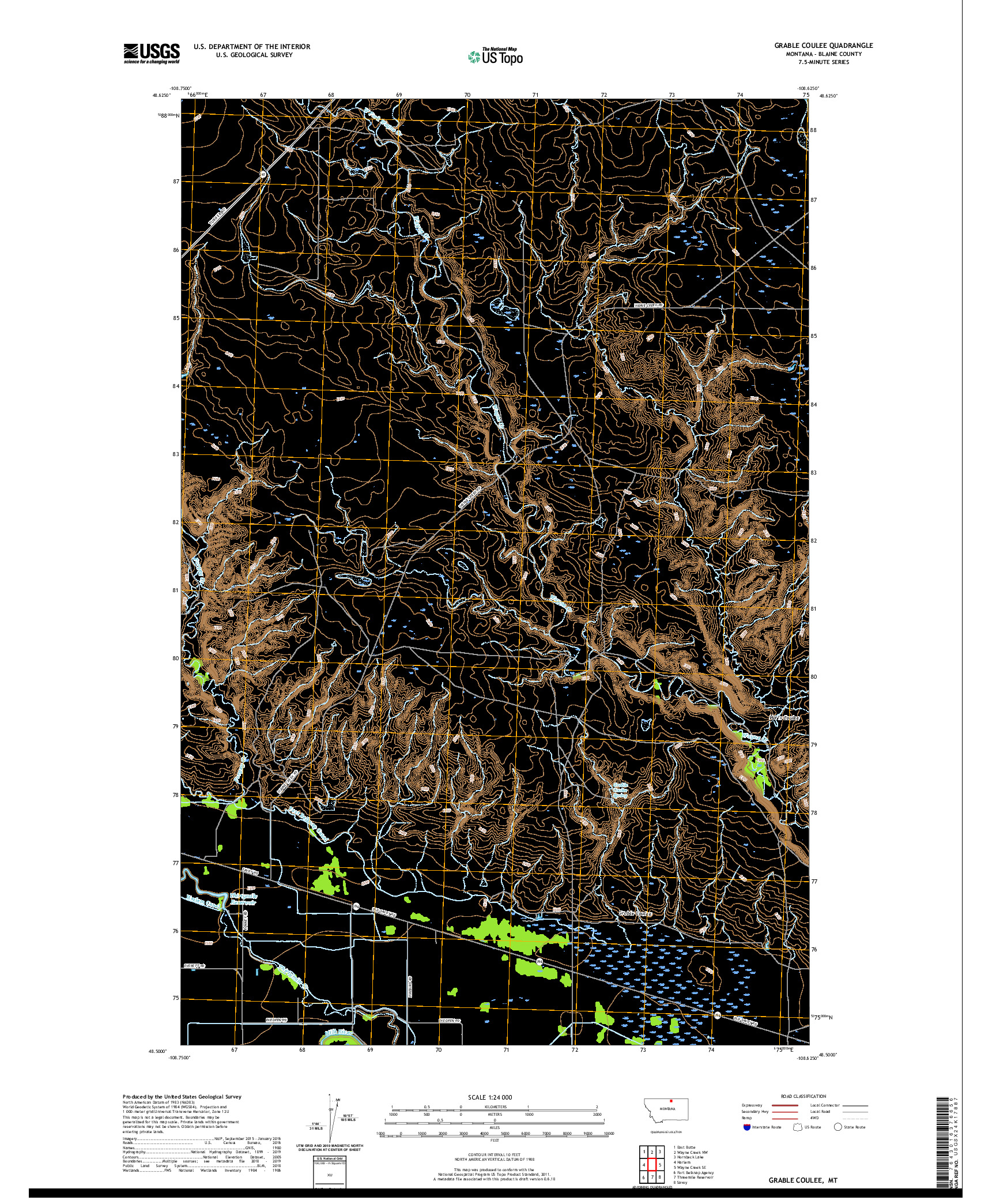 USGS US TOPO 7.5-MINUTE MAP FOR GRABLE COULEE, MT 2020