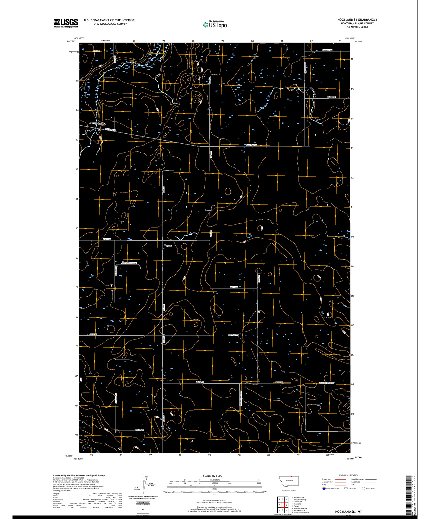 USGS US TOPO 7.5-MINUTE MAP FOR HOGELAND SE, MT 2020