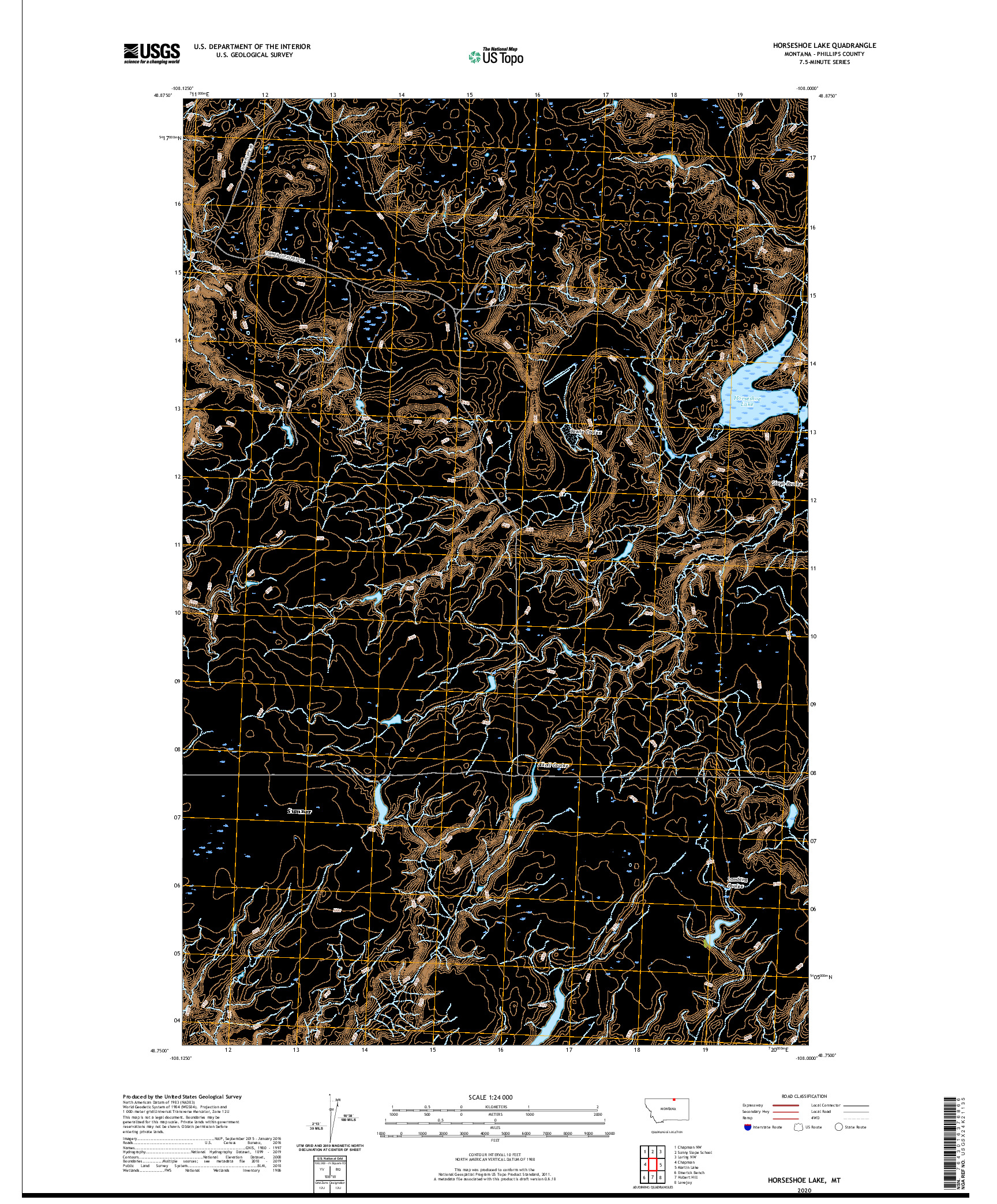 USGS US TOPO 7.5-MINUTE MAP FOR HORSESHOE LAKE, MT 2020