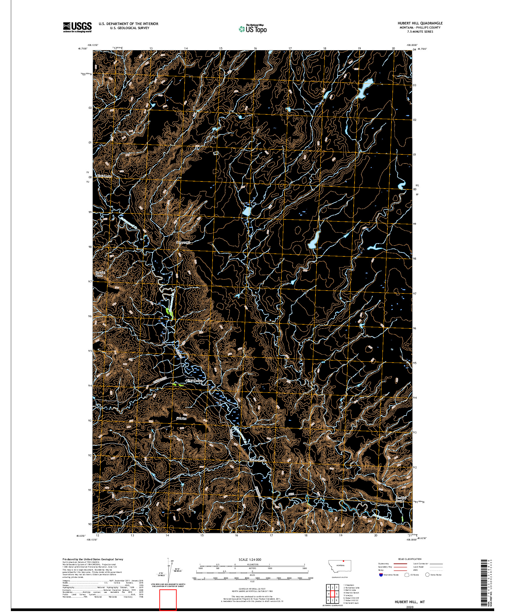 USGS US TOPO 7.5-MINUTE MAP FOR HUBERT HILL, MT 2020