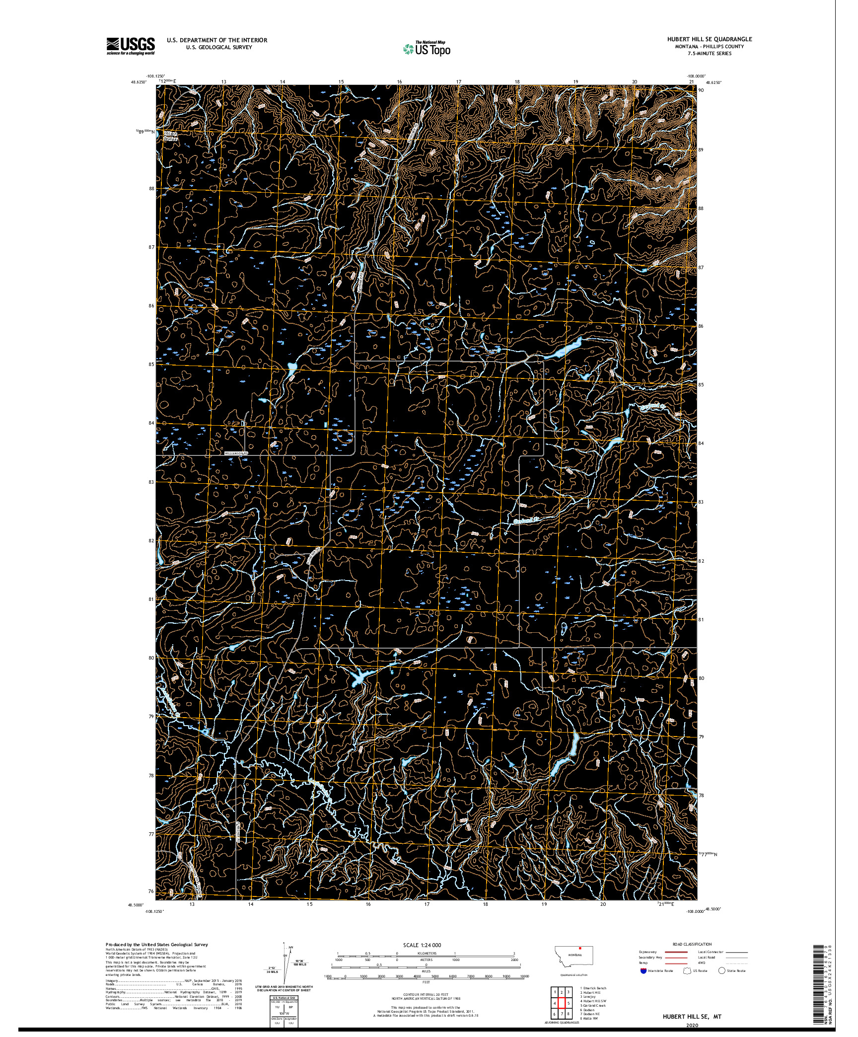USGS US TOPO 7.5-MINUTE MAP FOR HUBERT HILL SE, MT 2020