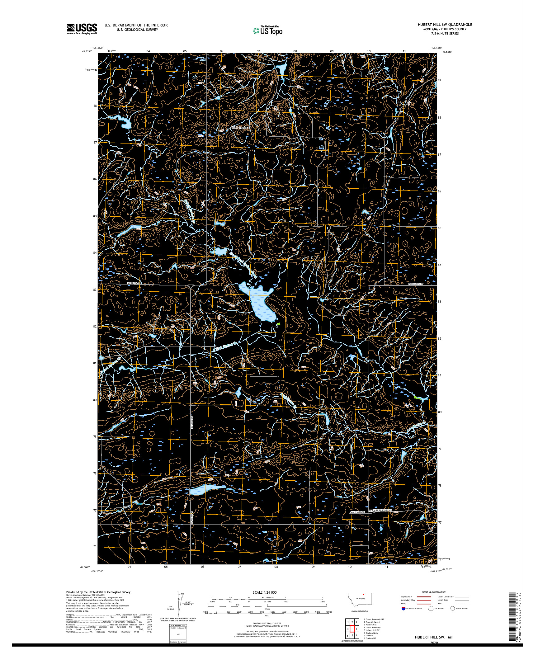 USGS US TOPO 7.5-MINUTE MAP FOR HUBERT HILL SW, MT 2020