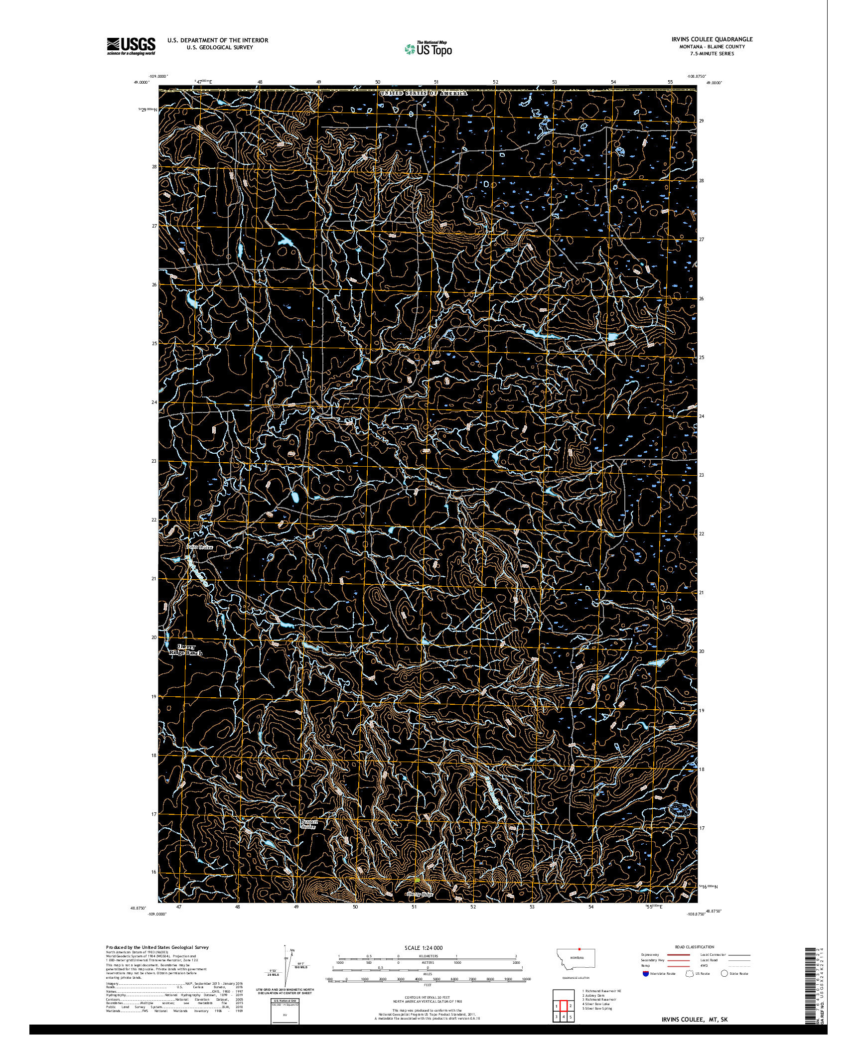 USGS US TOPO 7.5-MINUTE MAP FOR IRVINS COULEE, MT,SK 2020