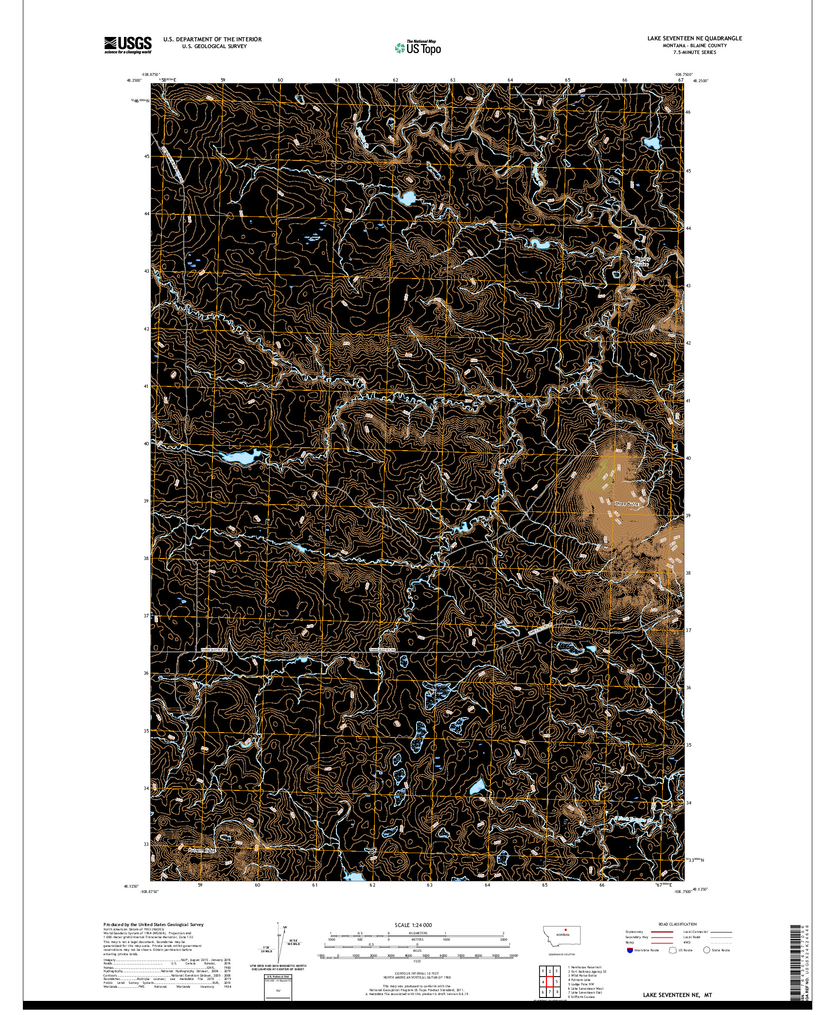 USGS US TOPO 7.5-MINUTE MAP FOR LAKE SEVENTEEN NE, MT 2020