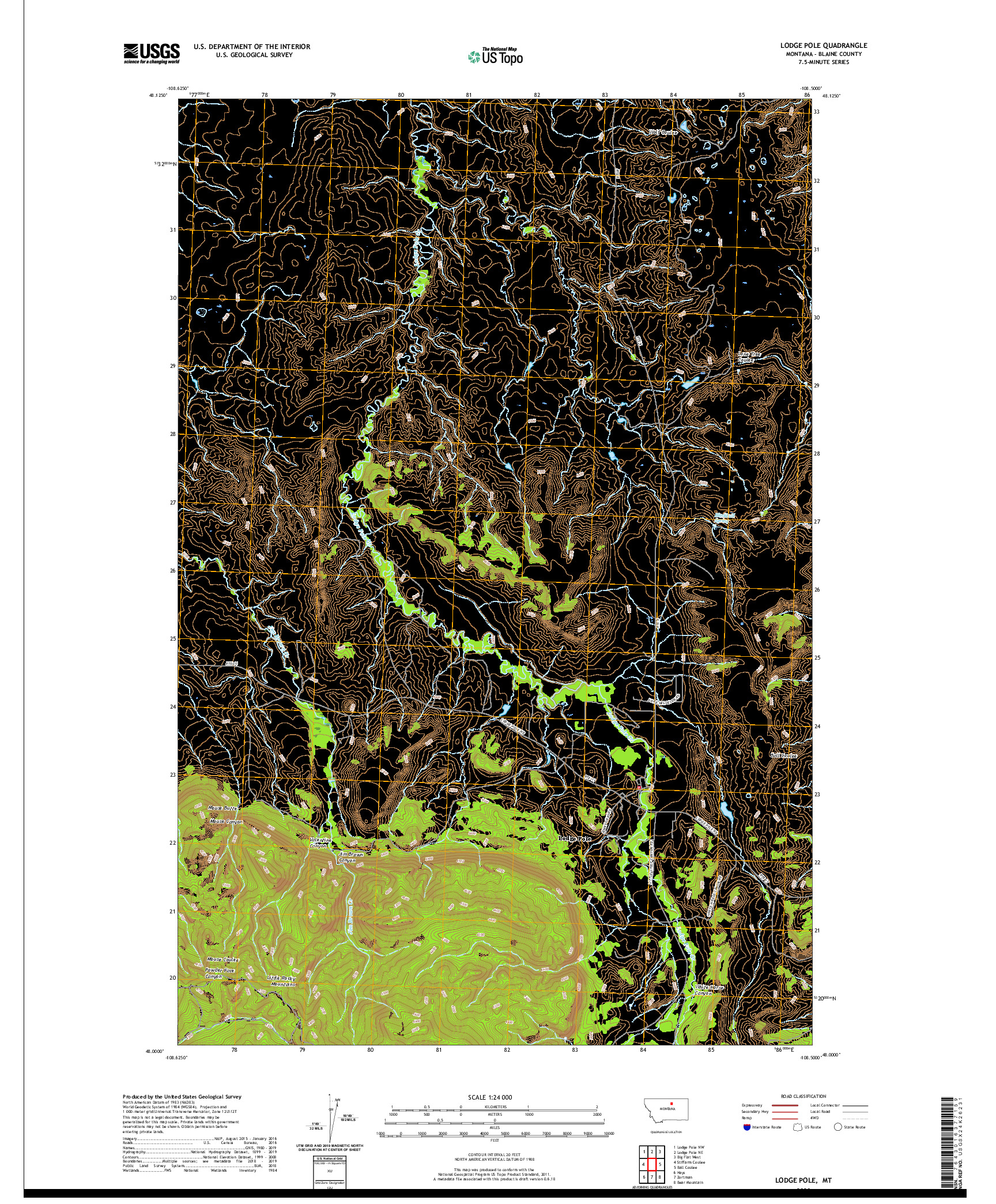 USGS US TOPO 7.5-MINUTE MAP FOR LODGE POLE, MT 2020