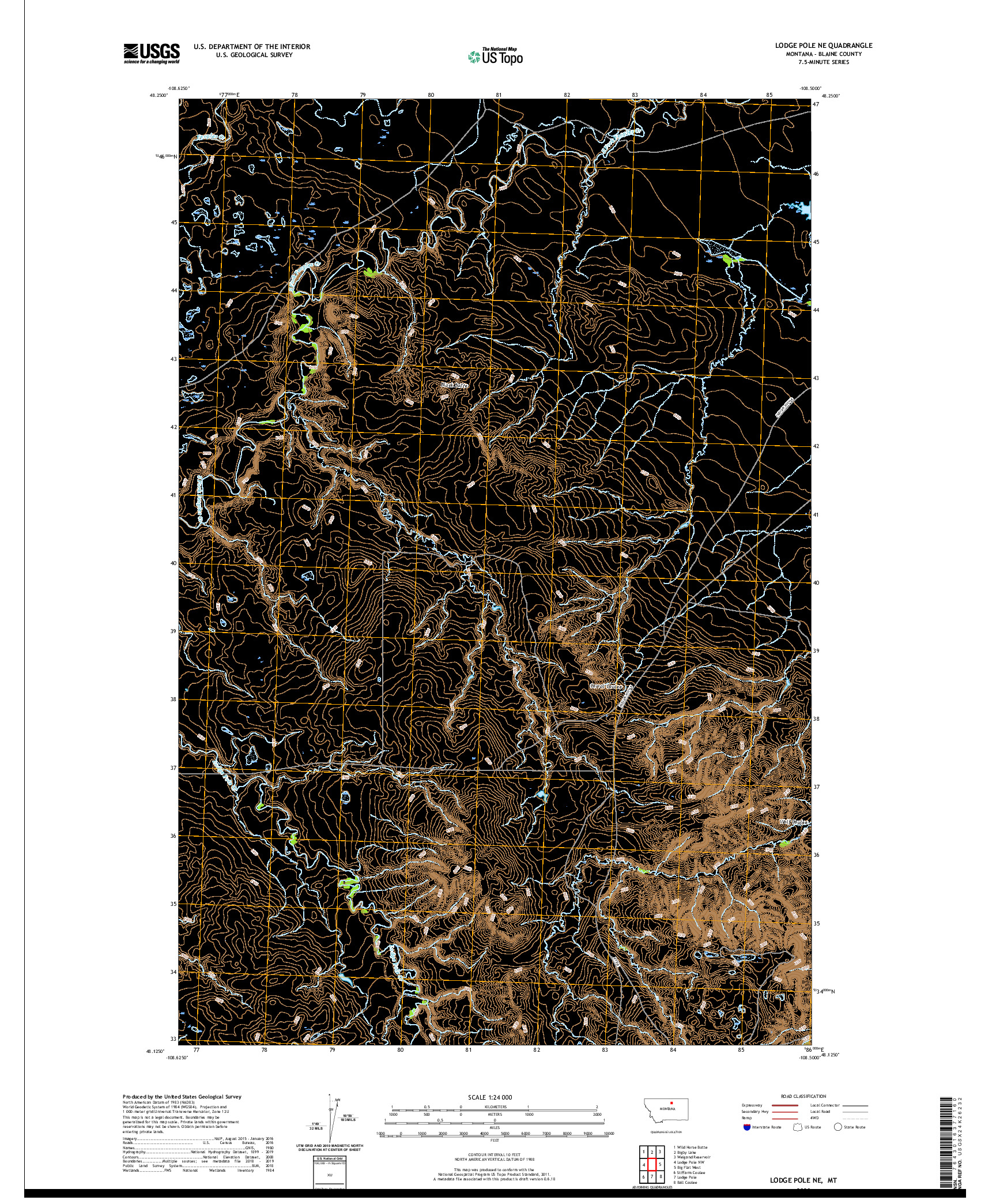 USGS US TOPO 7.5-MINUTE MAP FOR LODGE POLE NE, MT 2020