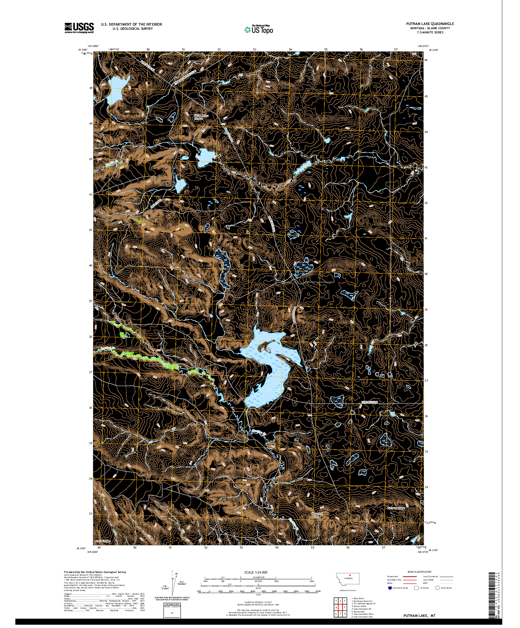 USGS US TOPO 7.5-MINUTE MAP FOR PUTNAM LAKE, MT 2020
