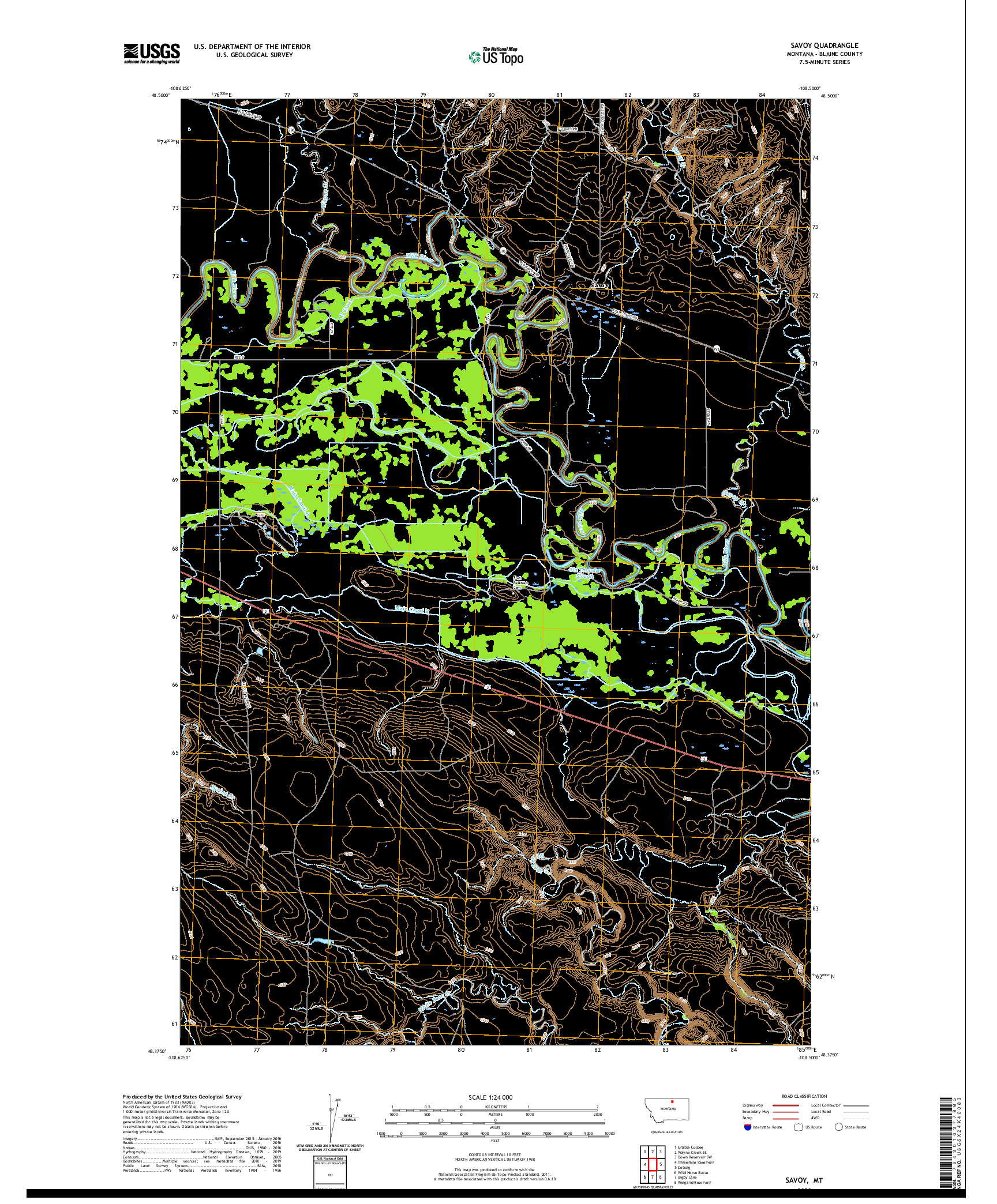 USGS US TOPO 7.5-MINUTE MAP FOR SAVOY, MT 2020