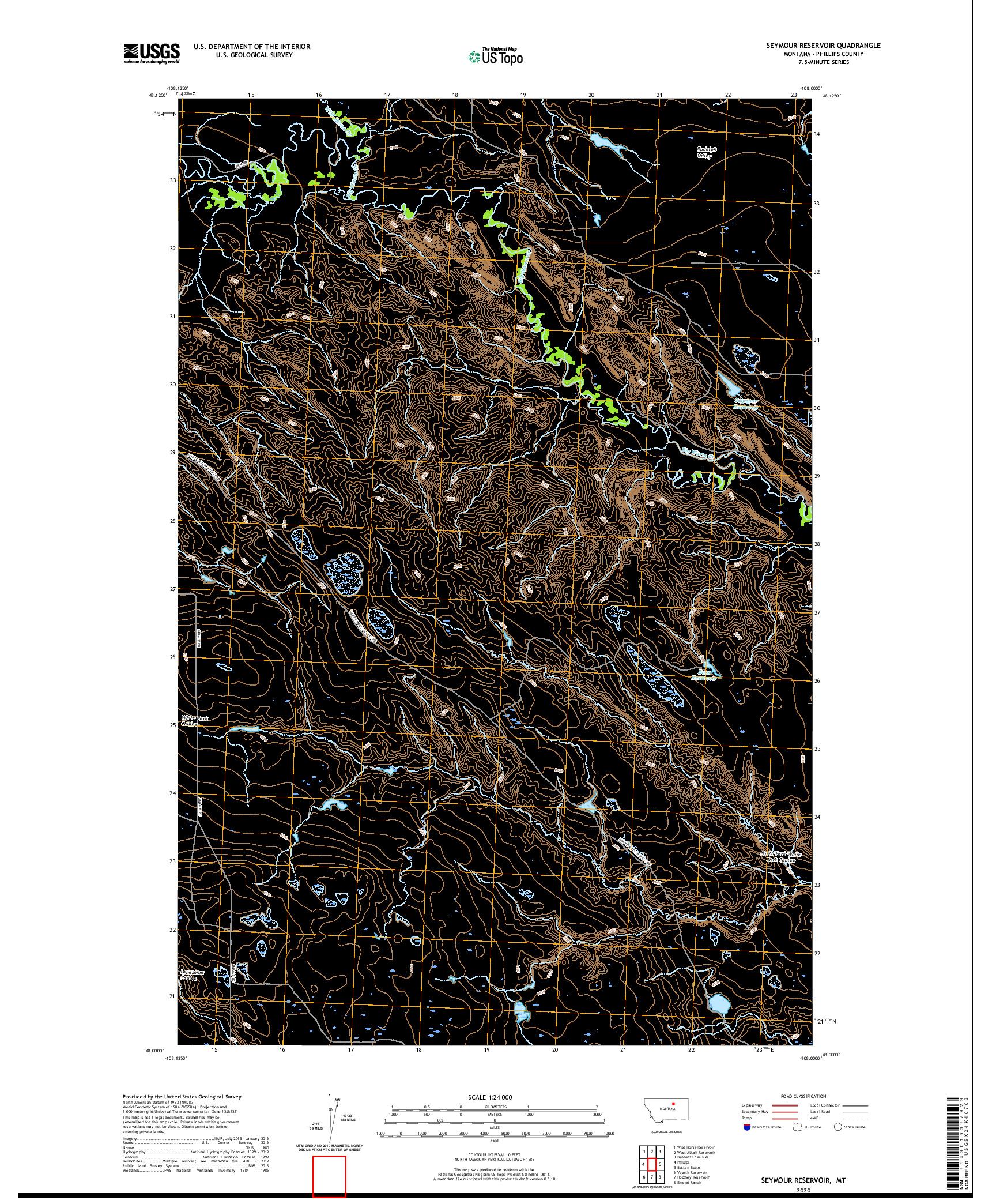 USGS US TOPO 7.5-MINUTE MAP FOR SEYMOUR RESERVOIR, MT 2020
