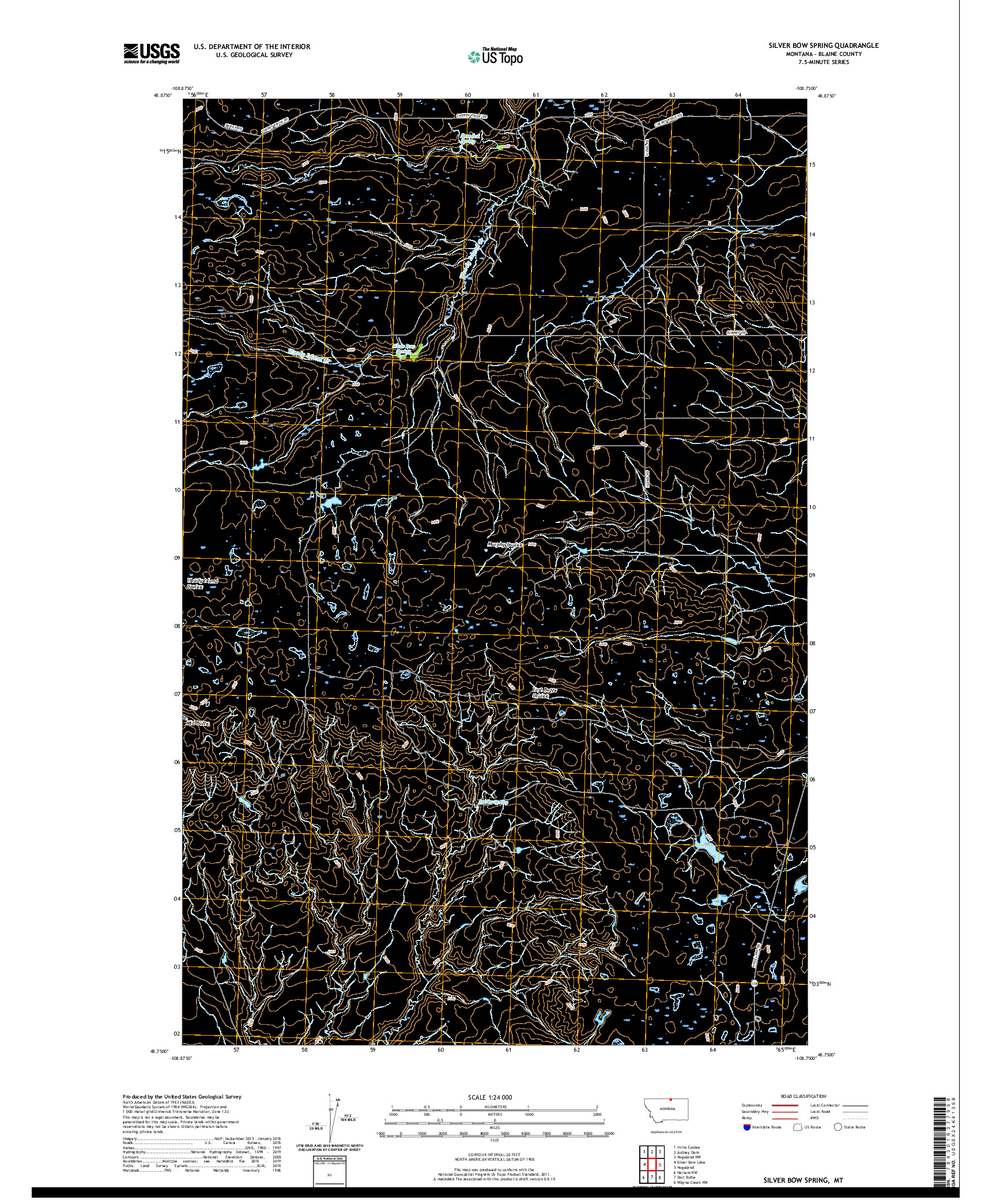 USGS US TOPO 7.5-MINUTE MAP FOR SILVER BOW SPRING, MT 2020