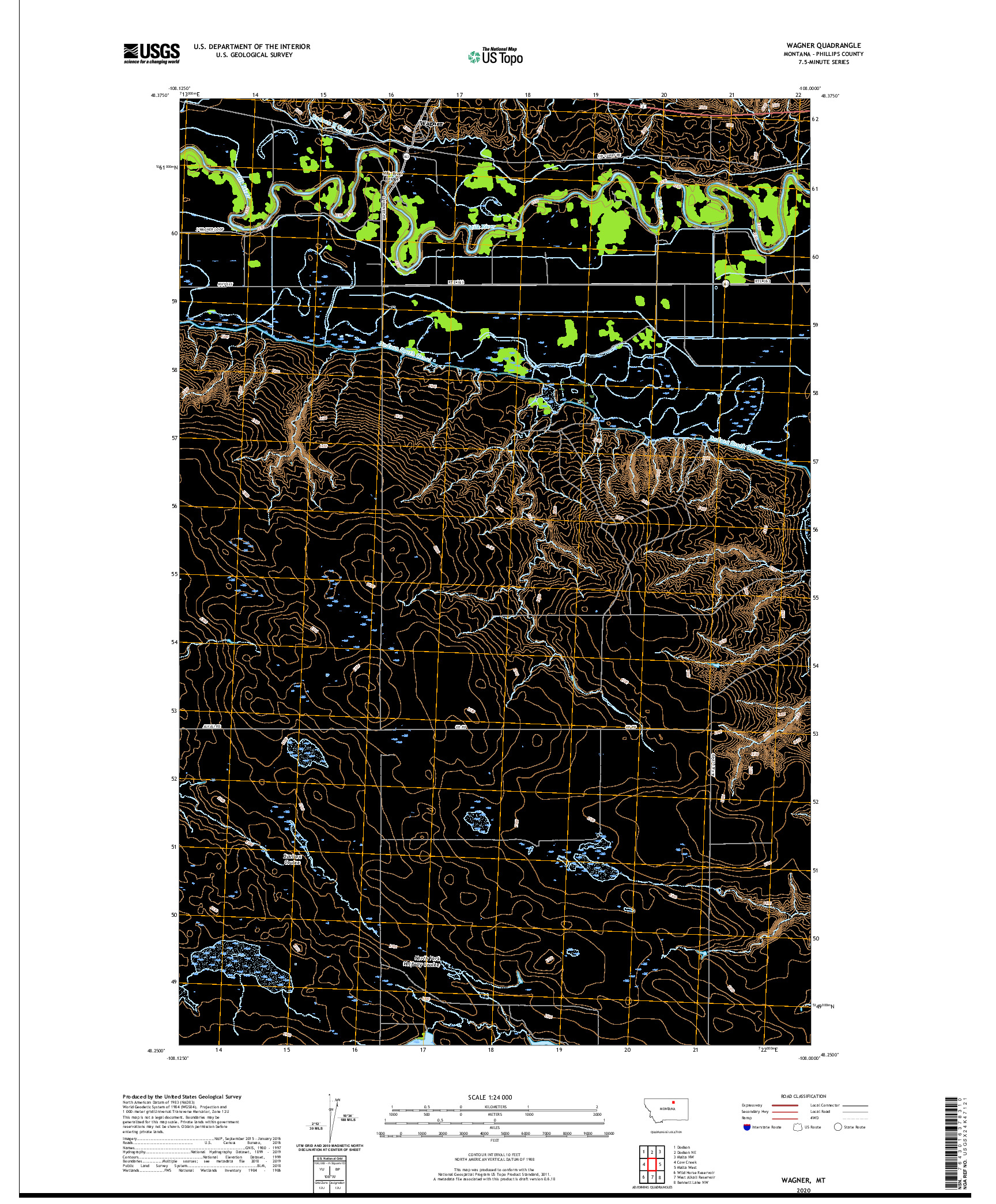 USGS US TOPO 7.5-MINUTE MAP FOR WAGNER, MT 2020