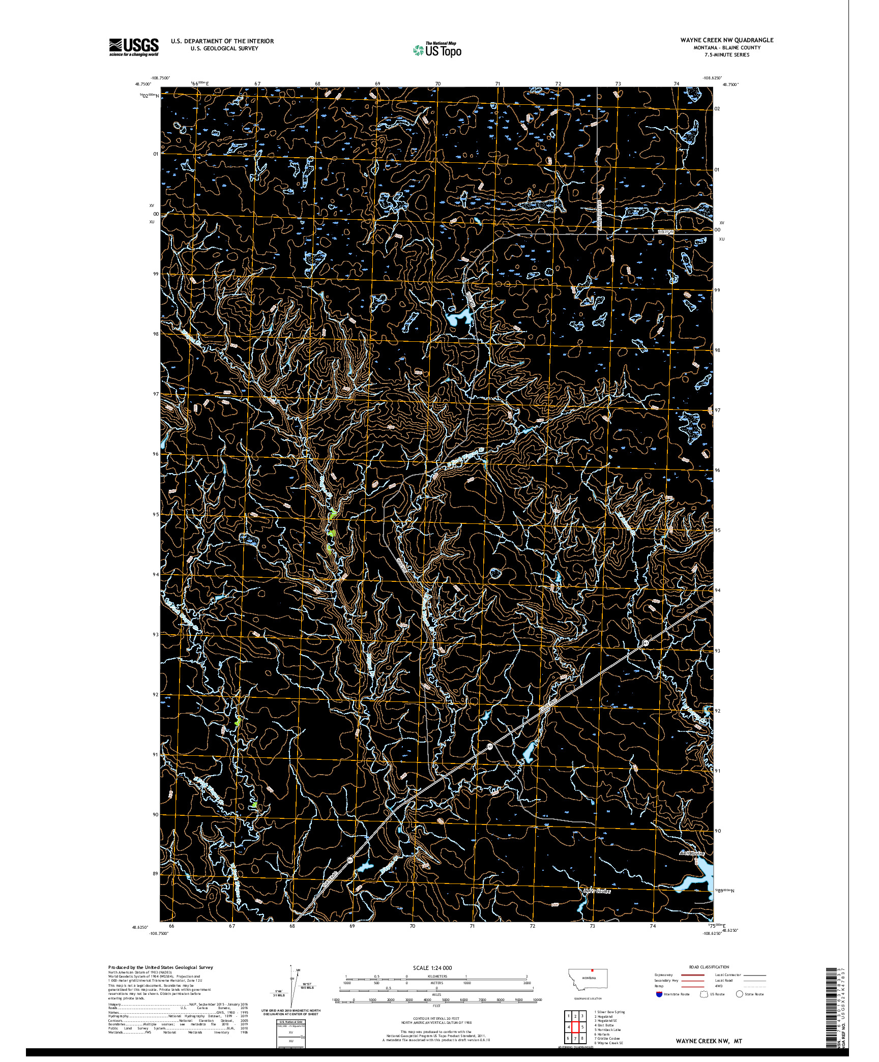 USGS US TOPO 7.5-MINUTE MAP FOR WAYNE CREEK NW, MT 2020