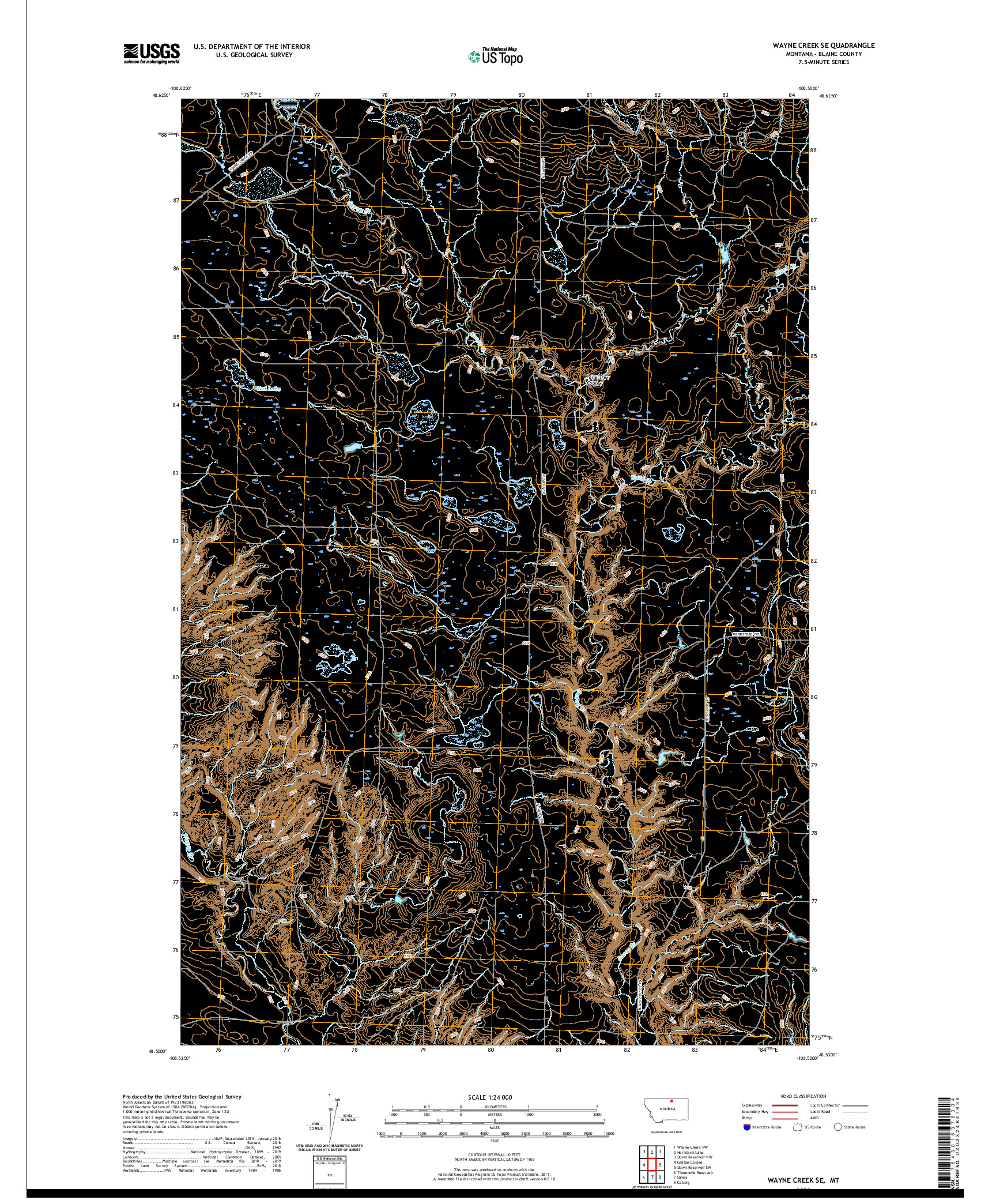 USGS US TOPO 7.5-MINUTE MAP FOR WAYNE CREEK SE, MT 2020