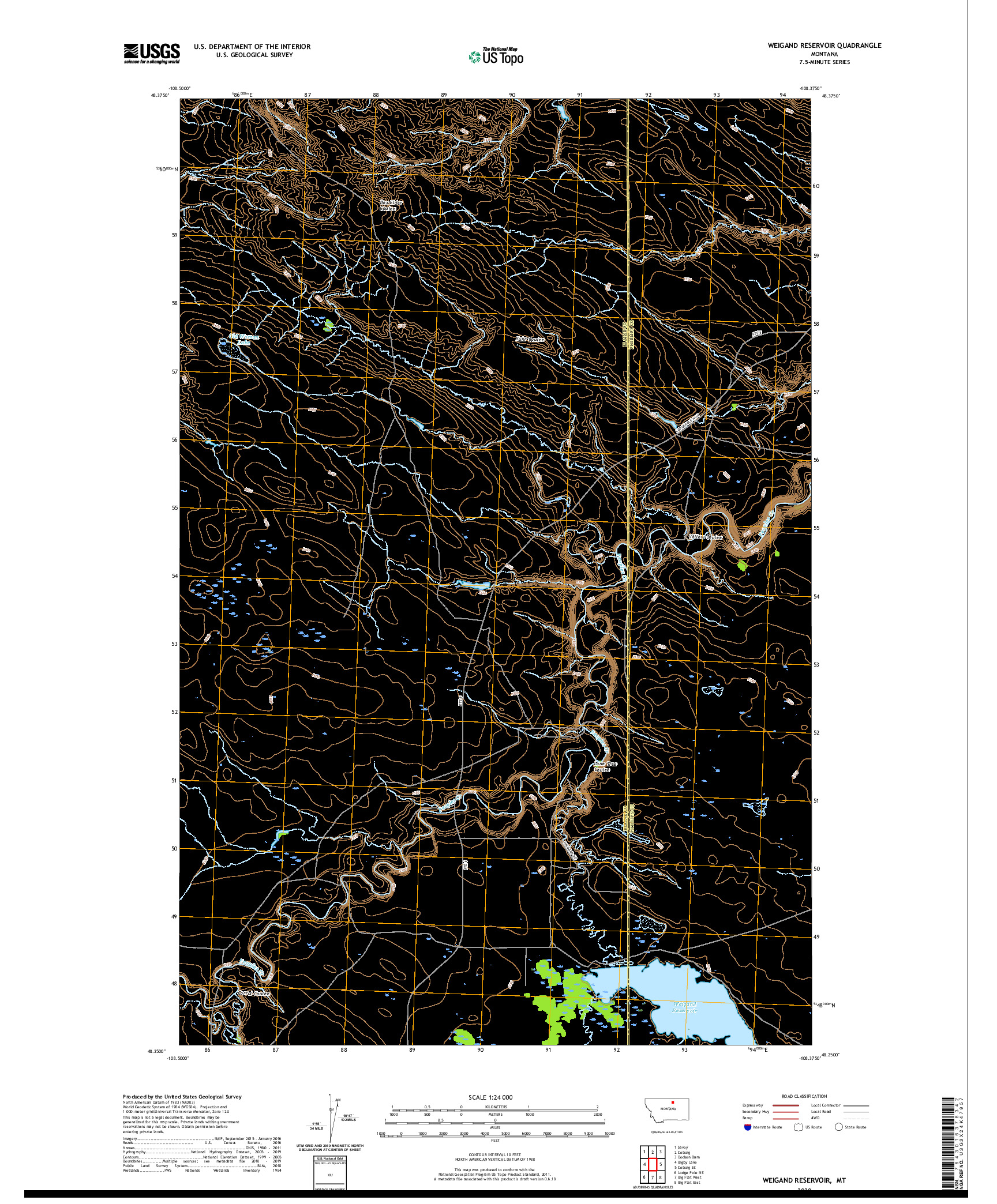 USGS US TOPO 7.5-MINUTE MAP FOR WEIGAND RESERVOIR, MT 2020