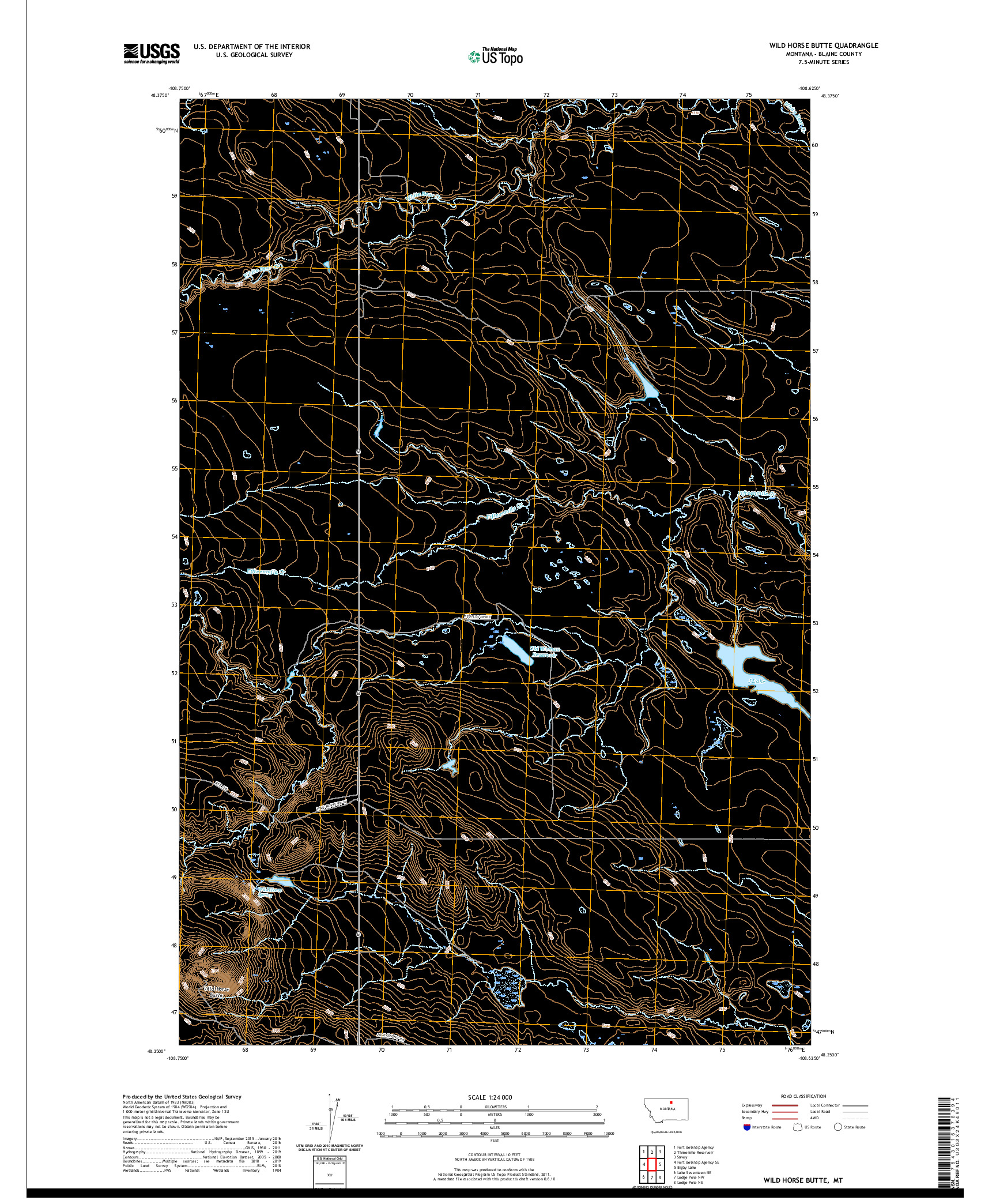 USGS US TOPO 7.5-MINUTE MAP FOR WILD HORSE BUTTE, MT 2020
