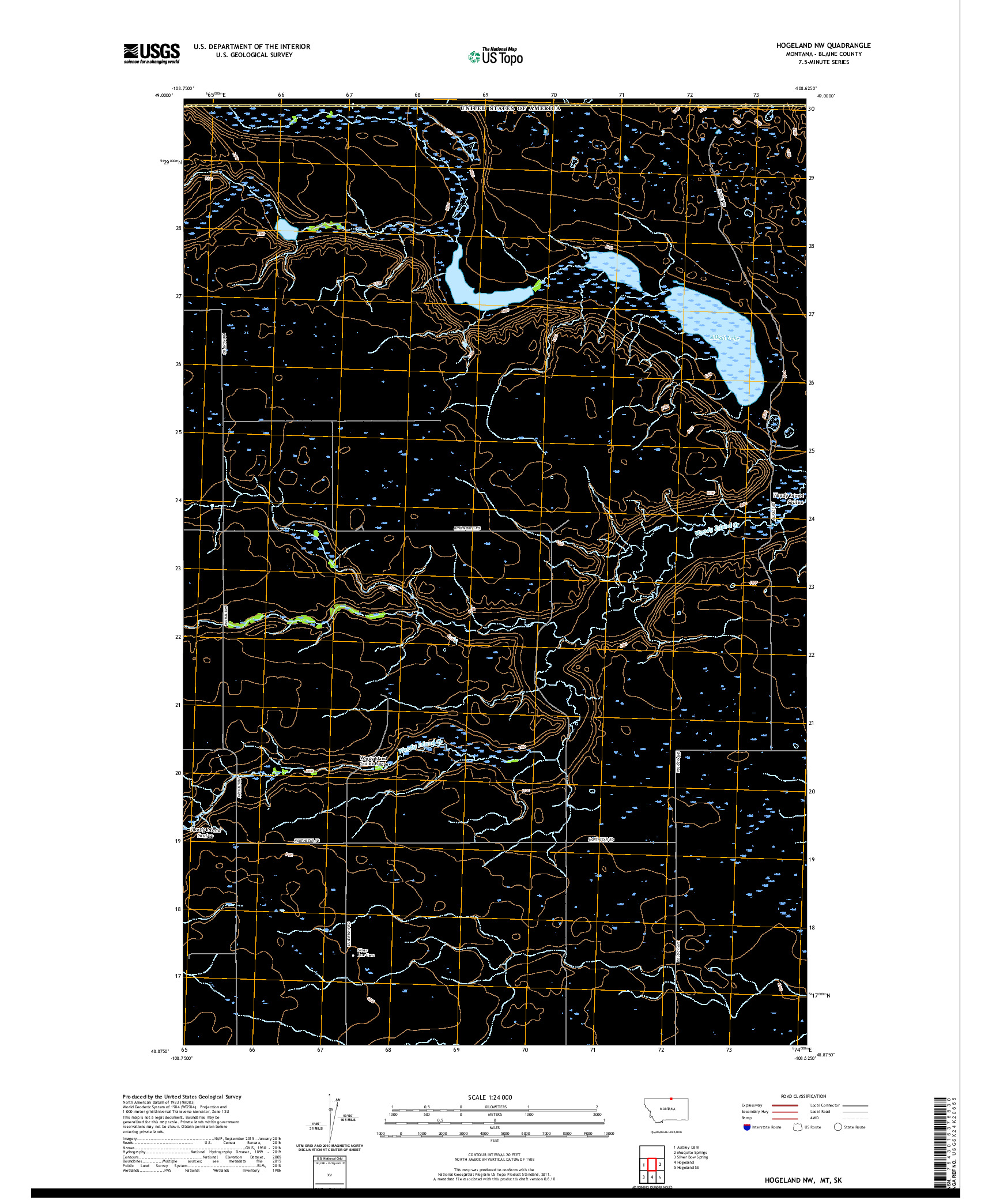 USGS US TOPO 7.5-MINUTE MAP FOR HOGELAND NW, MT,SK 2020