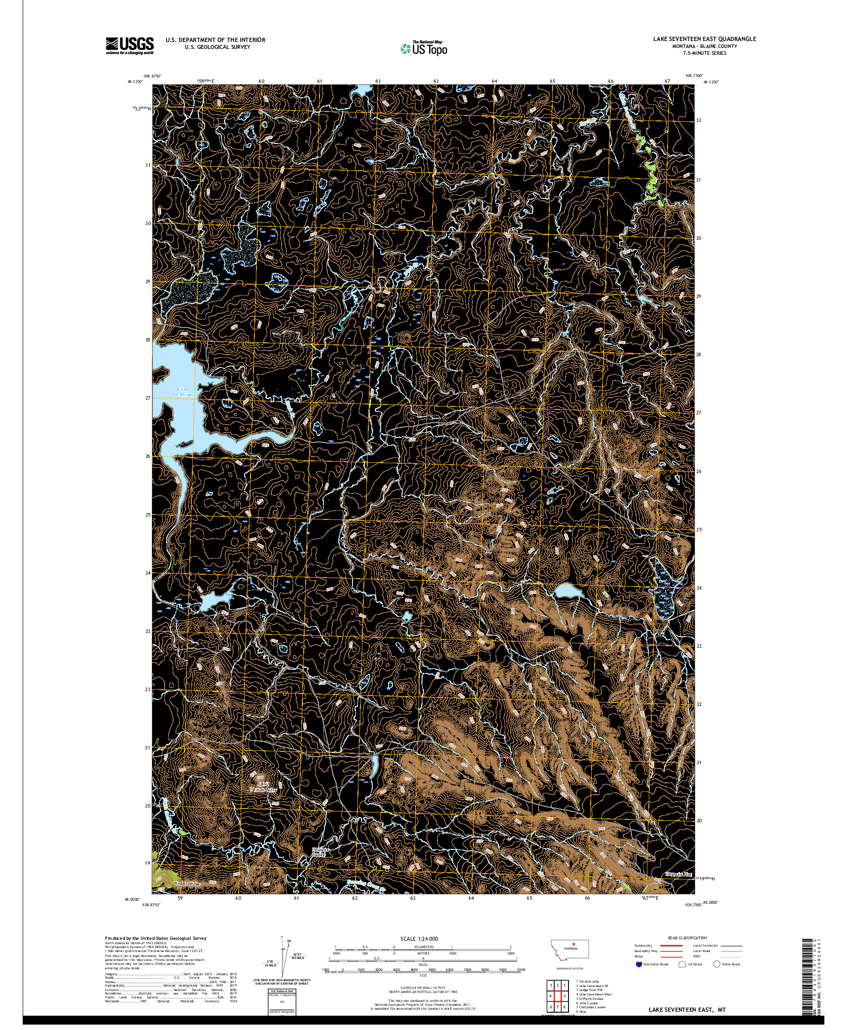 USGS US TOPO 7.5-MINUTE MAP FOR LAKE SEVENTEEN EAST, MT 2020