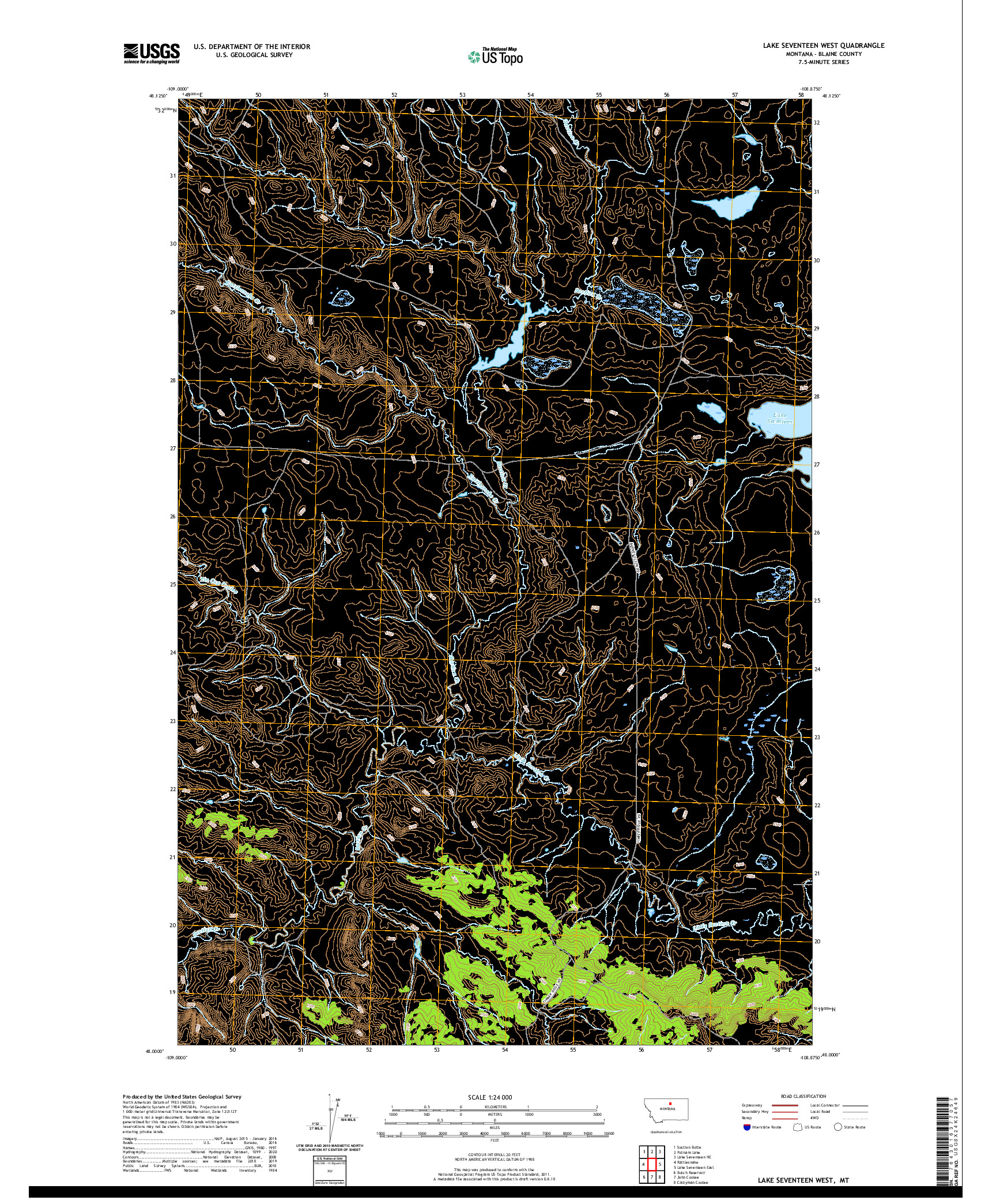 USGS US TOPO 7.5-MINUTE MAP FOR LAKE SEVENTEEN WEST, MT 2020