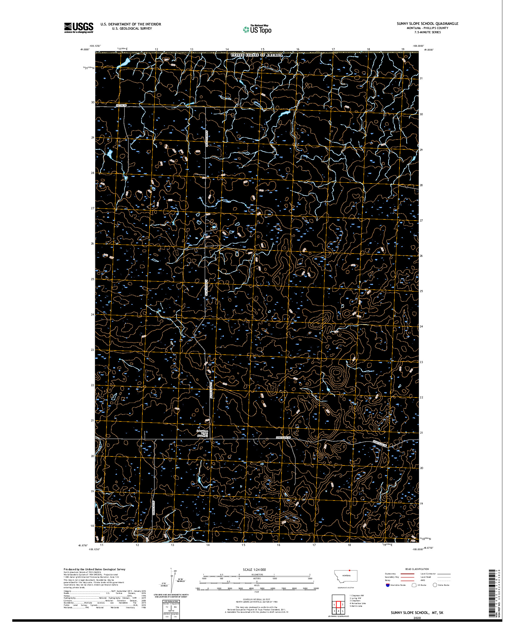 USGS US TOPO 7.5-MINUTE MAP FOR SUNNY SLOPE SCHOOL, MT,SK 2020