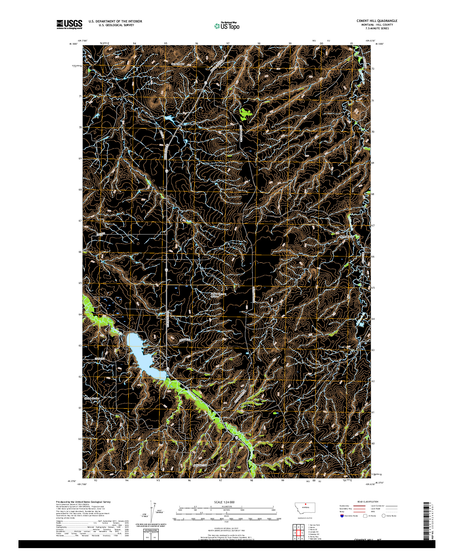 USGS US TOPO 7.5-MINUTE MAP FOR CEMENT HILL, MT 2020