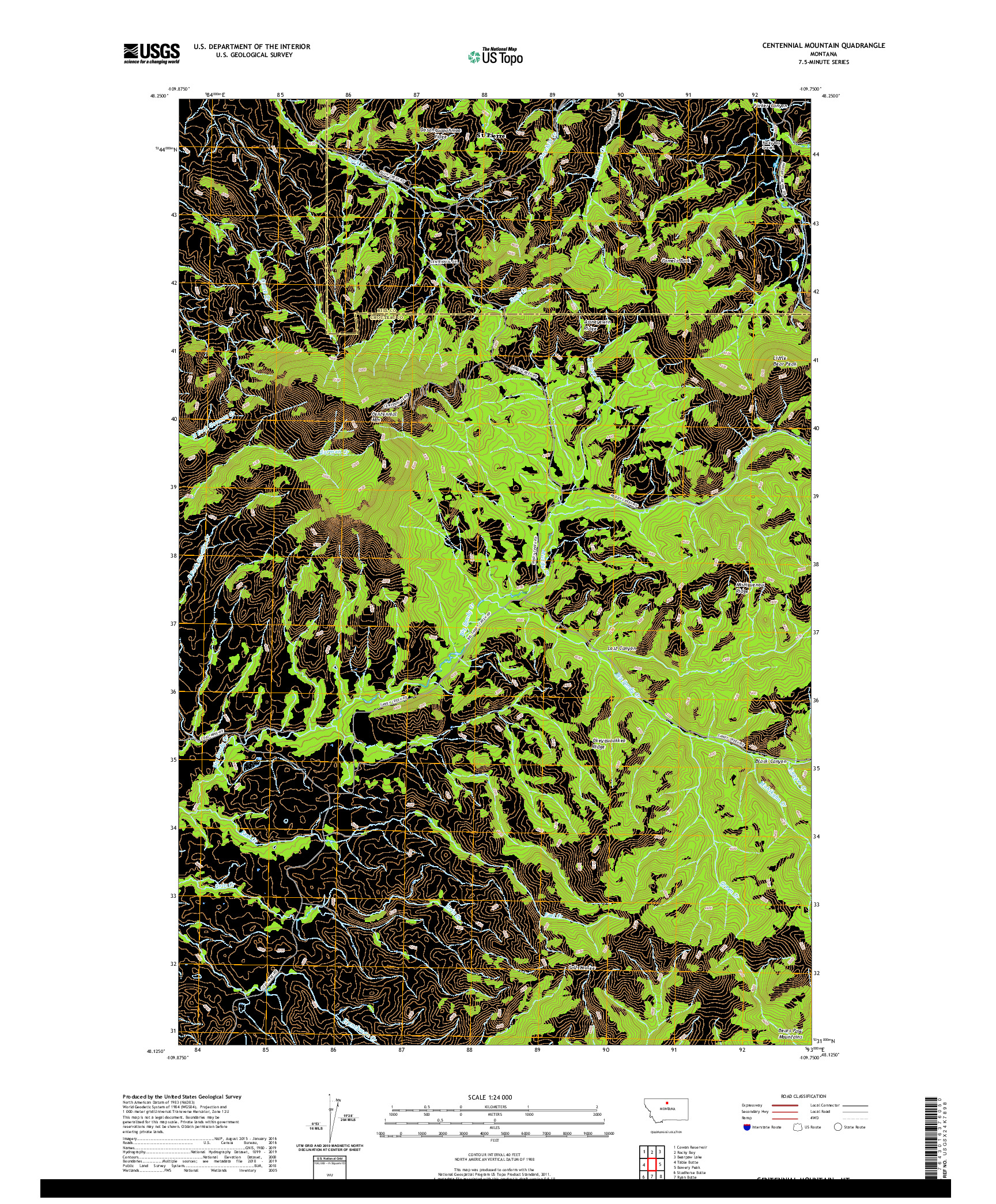 USGS US TOPO 7.5-MINUTE MAP FOR CENTENNIAL MOUNTAIN, MT 2020