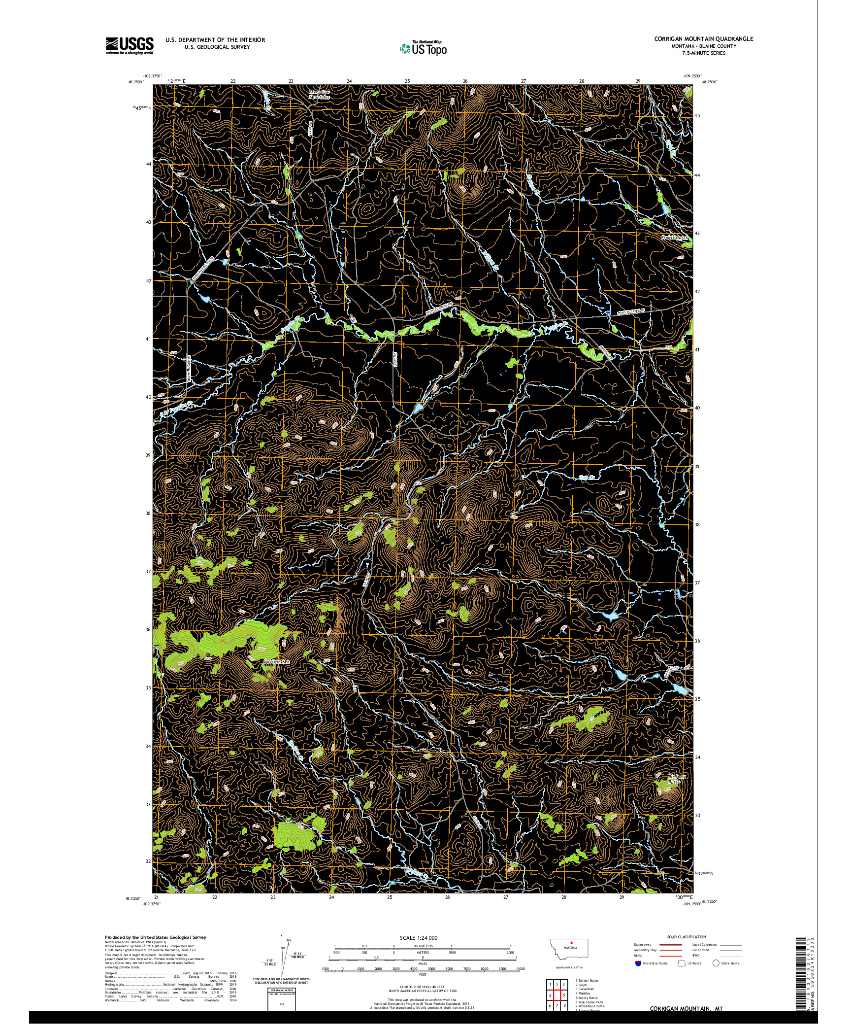 USGS US TOPO 7.5-MINUTE MAP FOR CORRIGAN MOUNTAIN, MT 2020