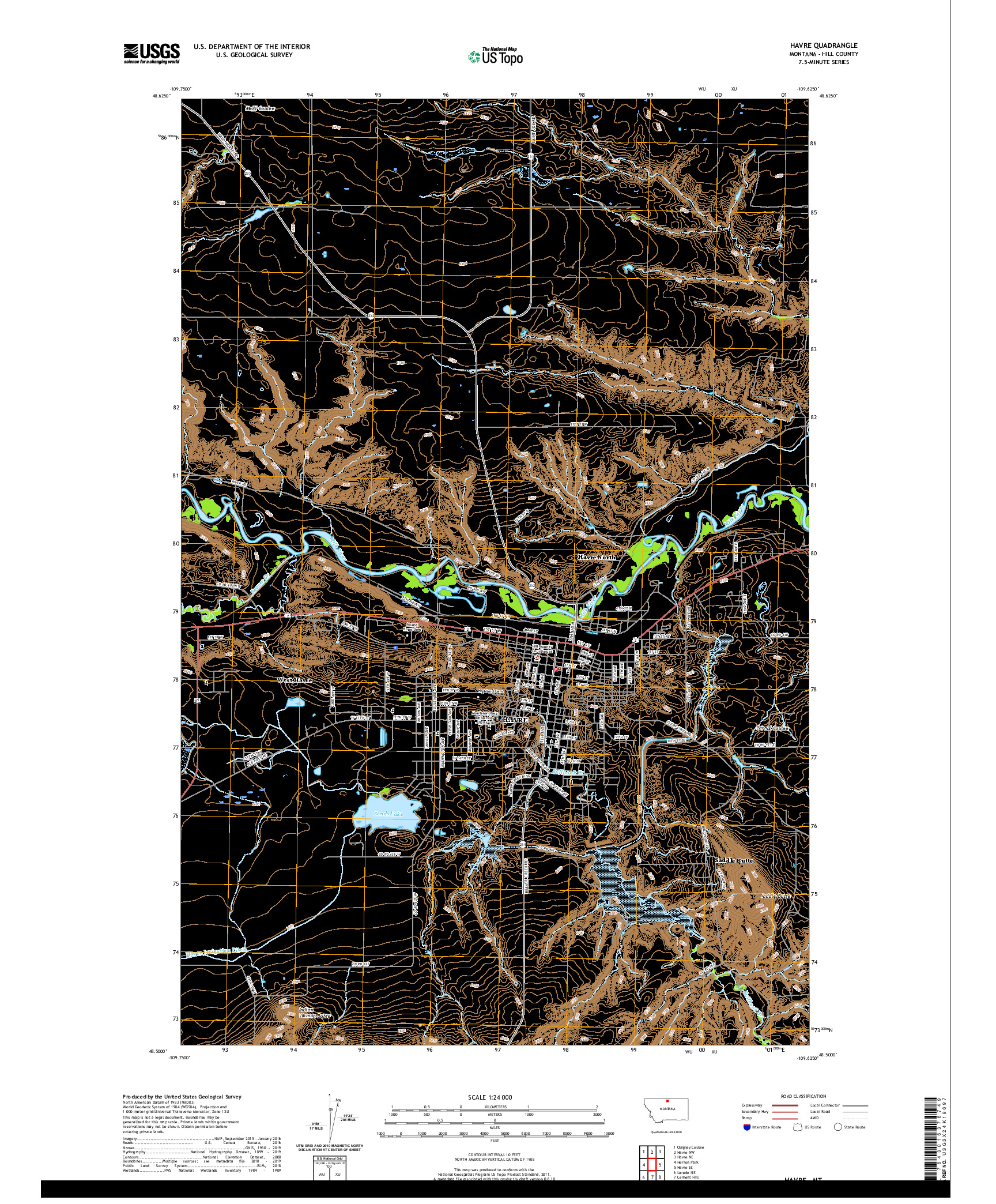 USGS US TOPO 7.5-MINUTE MAP FOR HAVRE, MT 2020
