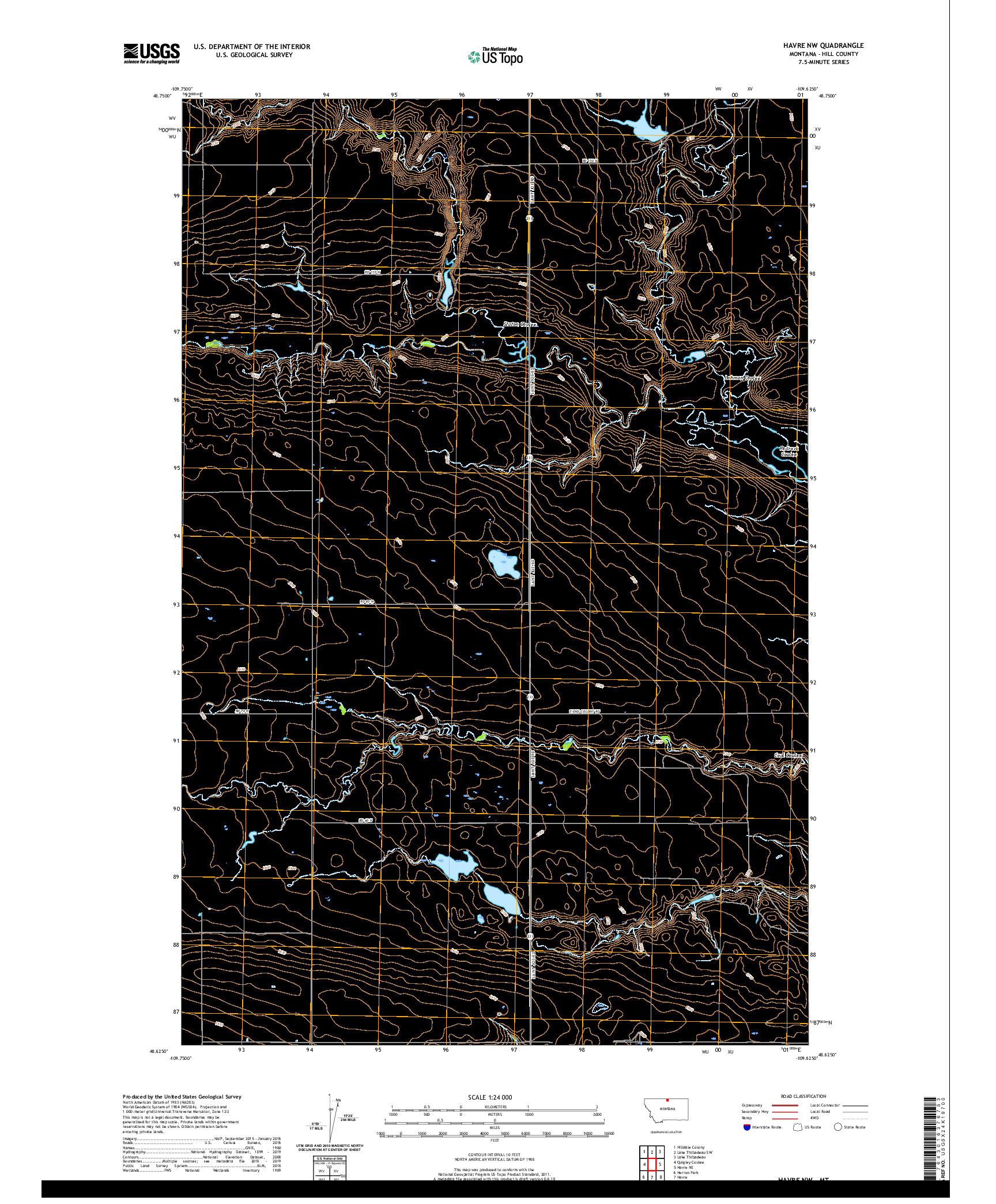 USGS US TOPO 7.5-MINUTE MAP FOR HAVRE NW, MT 2020